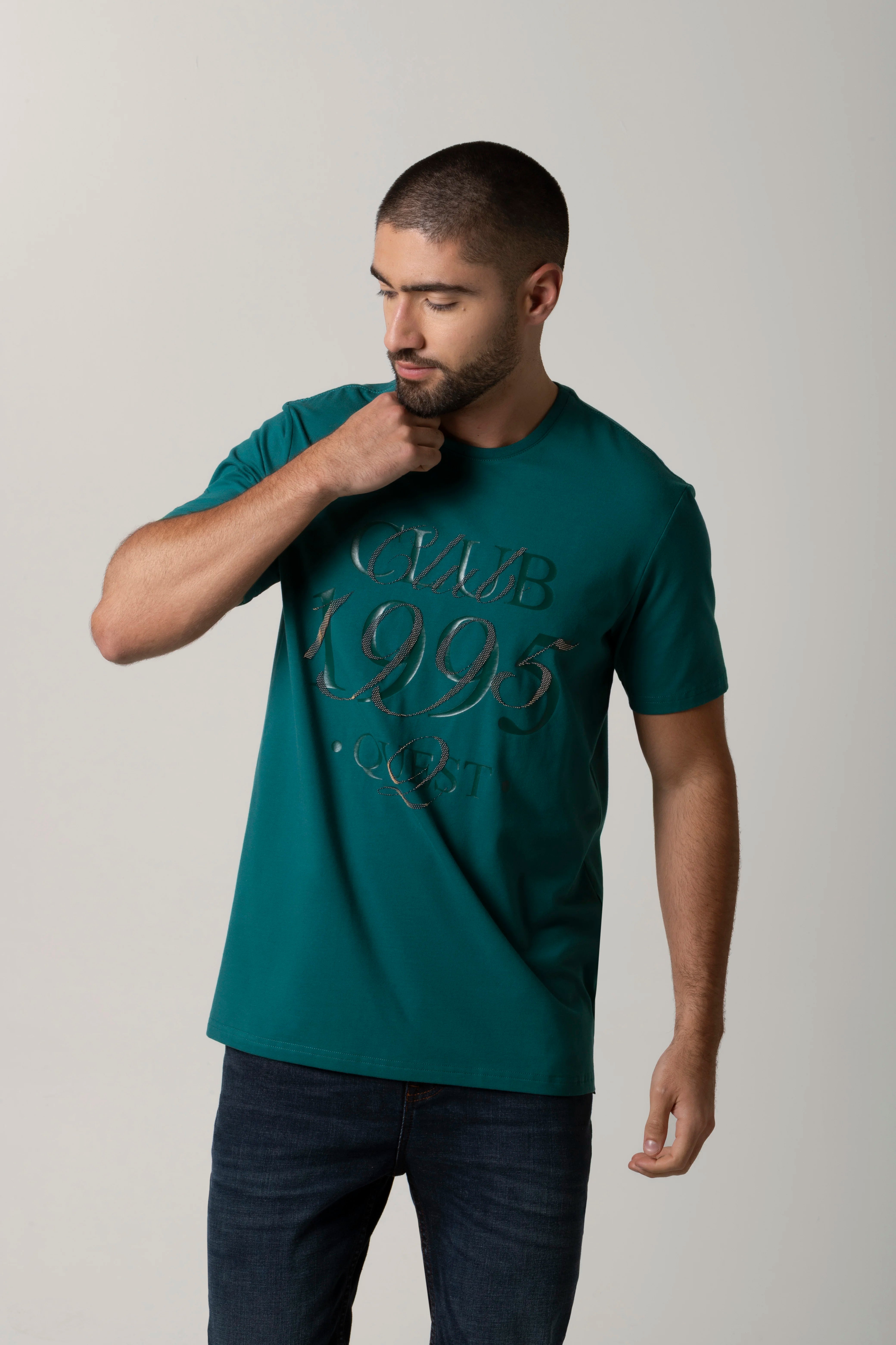 CAMISETA PREMIUM MANGA CORTA COLOR VERDE TORMENTA