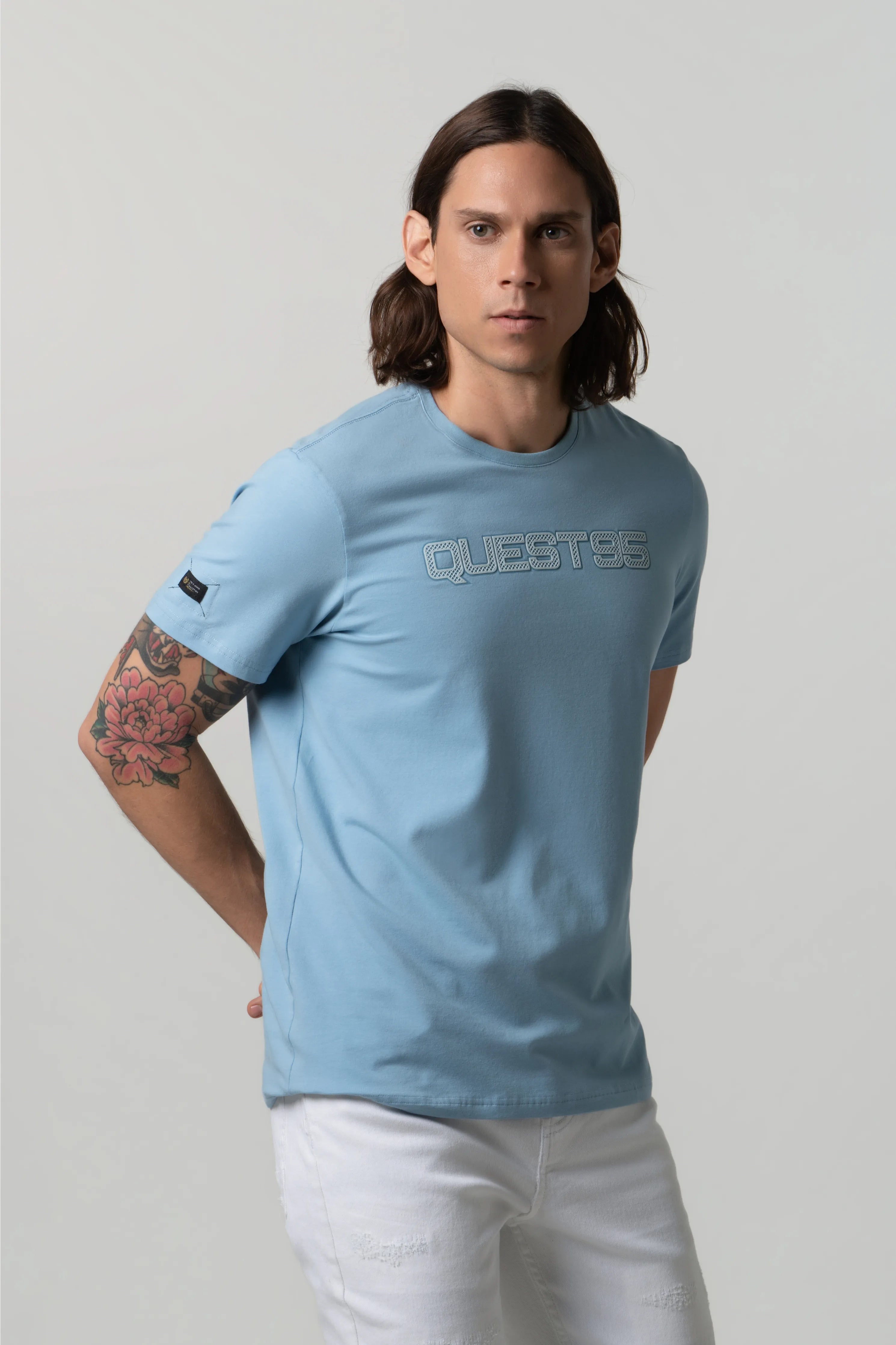 CAMISETA PREMIUM MANGA CORTA COLOR AZUL GLACIAR