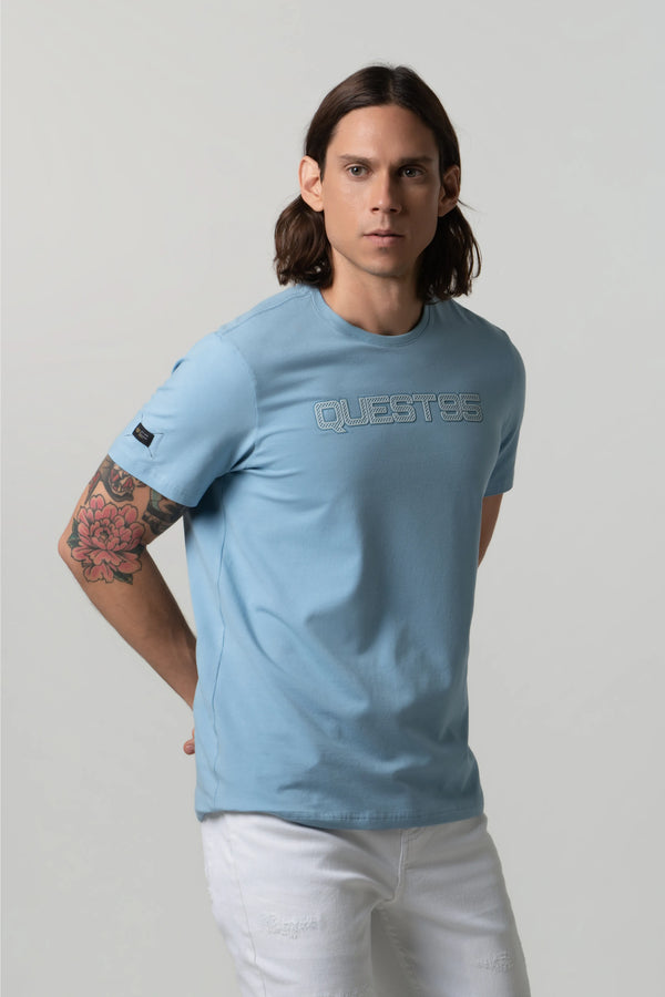 CAMISETA PREMIUM MANGA CORTA COLOR AZUL GLACIAR