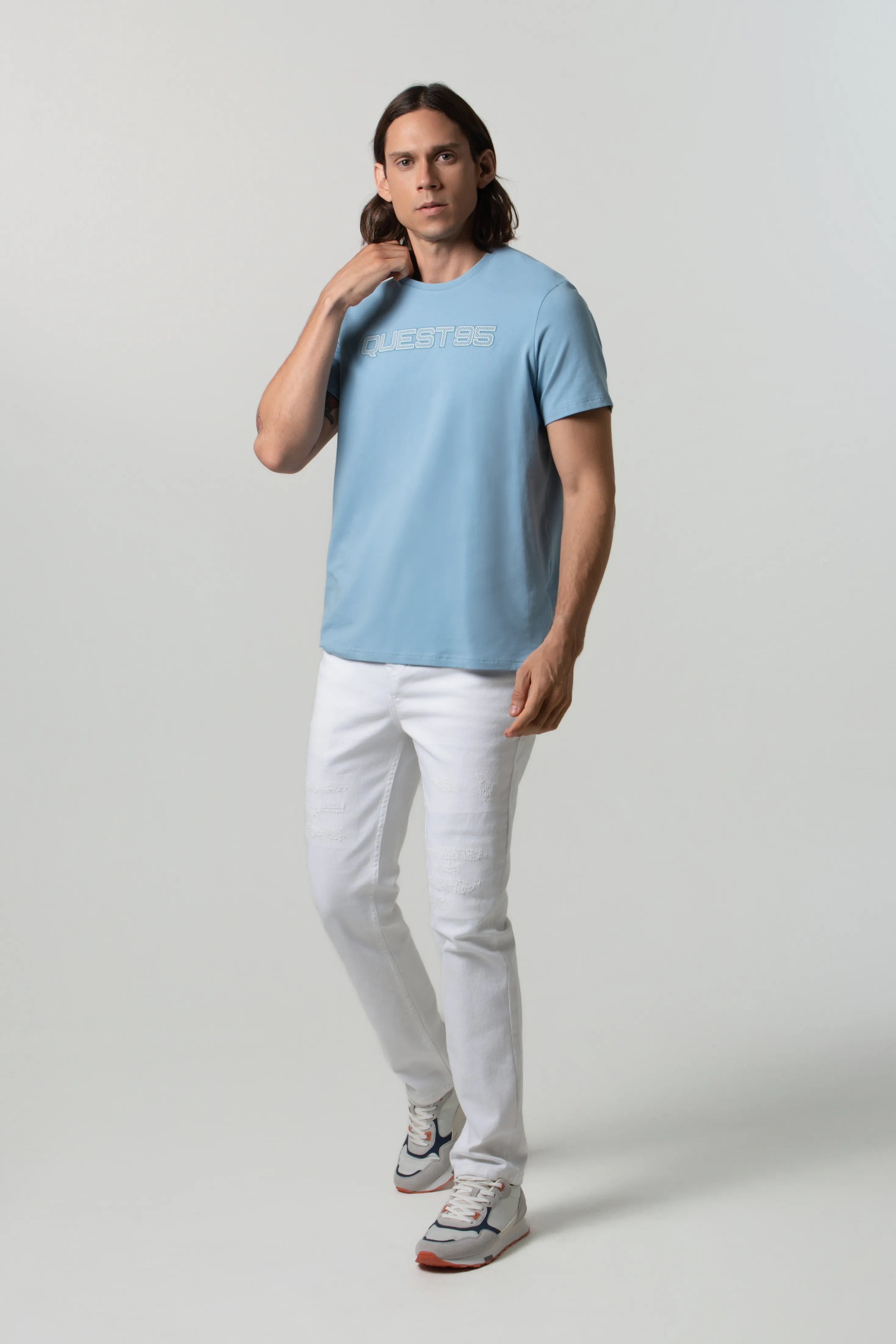 CAMISETA PREMIUM MANGA CORTA COLOR AZUL GLACIAR