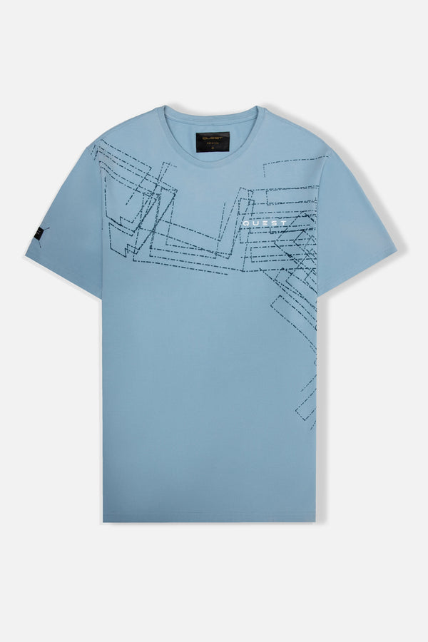 CAMISETA PREMIUM MANGA CORTA COLOR AZUL GLACIAR
