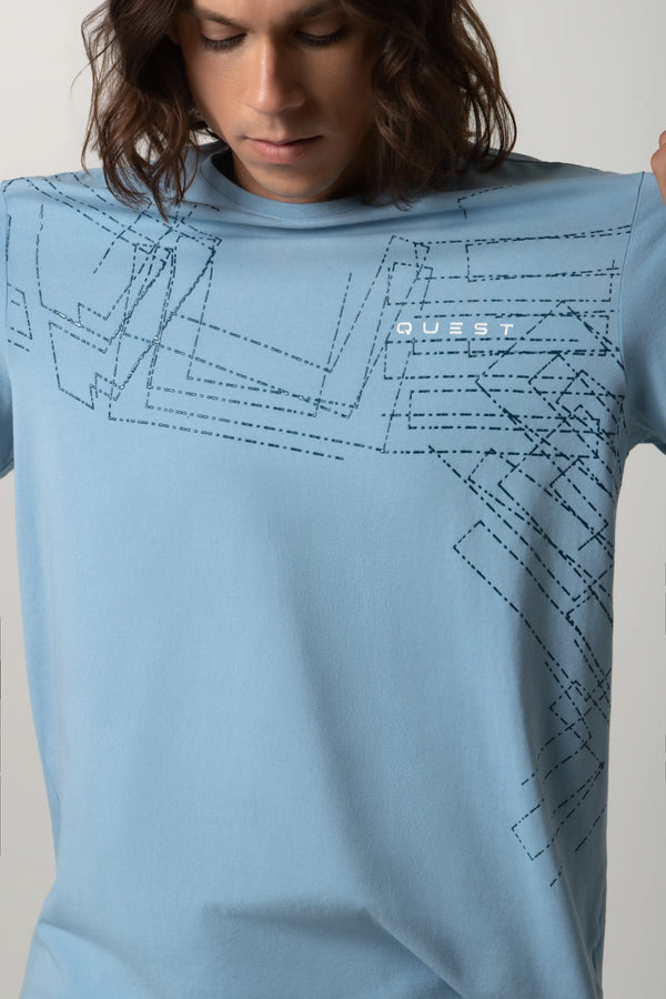 CAMISETA PREMIUM MANGA CORTA COLOR AZUL GLACIAR