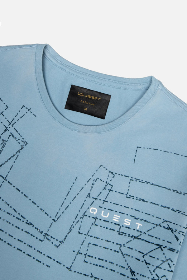 CAMISETA PREMIUM MANGA CORTA COLOR AZUL GLACIAR