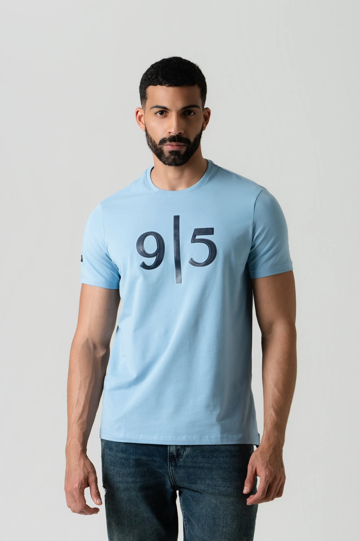 CAMISETA PREMIUM MANGA CORTA COLOR AZUL GLACIAR