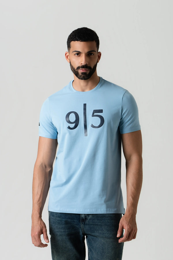 CAMISETA PREMIUM MANGA CORTA COLOR AZUL GLACIAR
