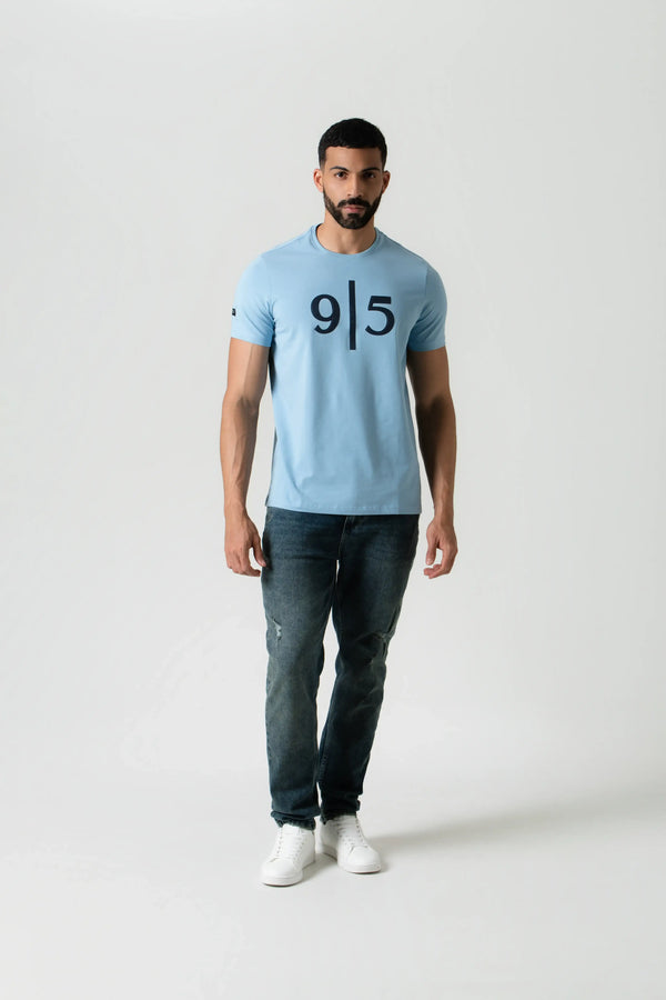CAMISETA PREMIUM MANGA CORTA COLOR AZUL GLACIAR