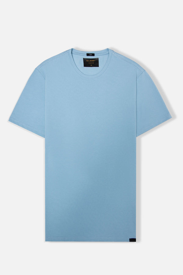 CAMISETA PREMIUM MANGA CORTA COLOR AZUL GLACIAR