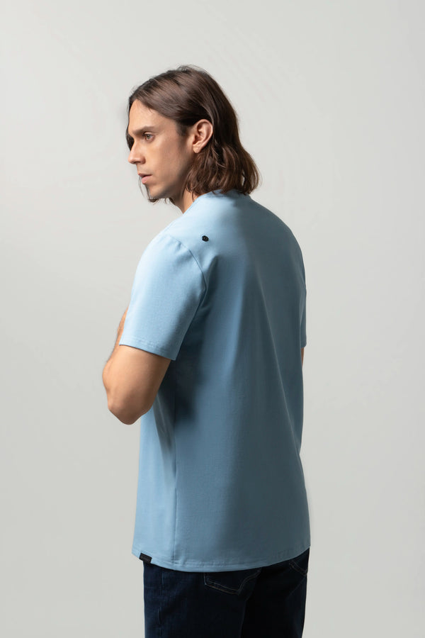 CAMISETA PREMIUM MANGA CORTA COLOR AZUL GLACIAR
