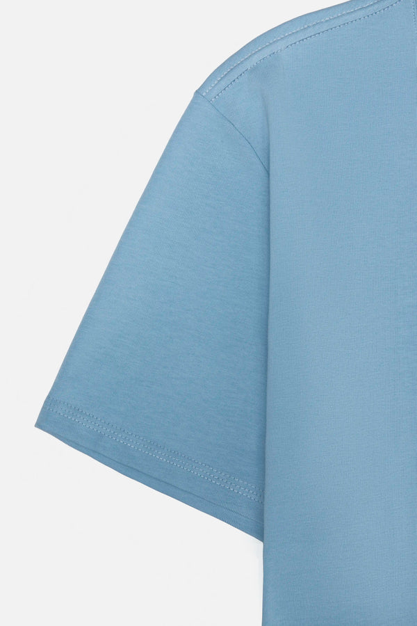 CAMISETA PREMIUM MANGA CORTA COLOR AZUL GLACIAR