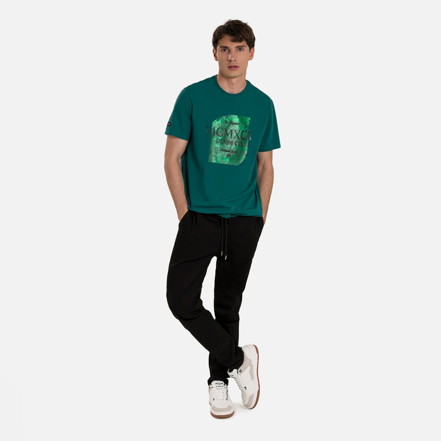 CAMISETA PREMIUM MANGA CORTA COLOR VERDE TORMENTA