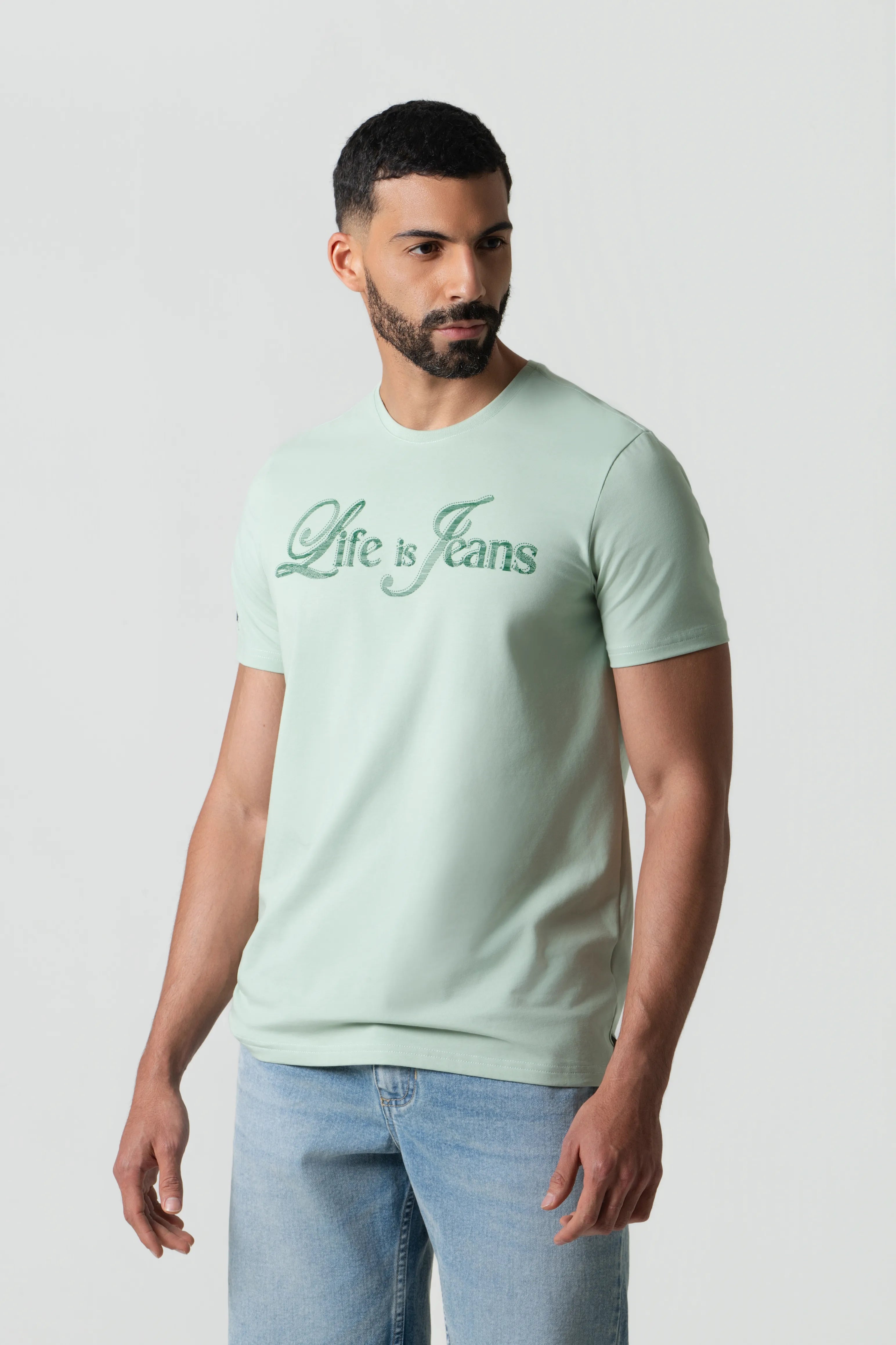 CAMISETA PREMIUM MANGA CORTA COLOR FROSTY GREEN