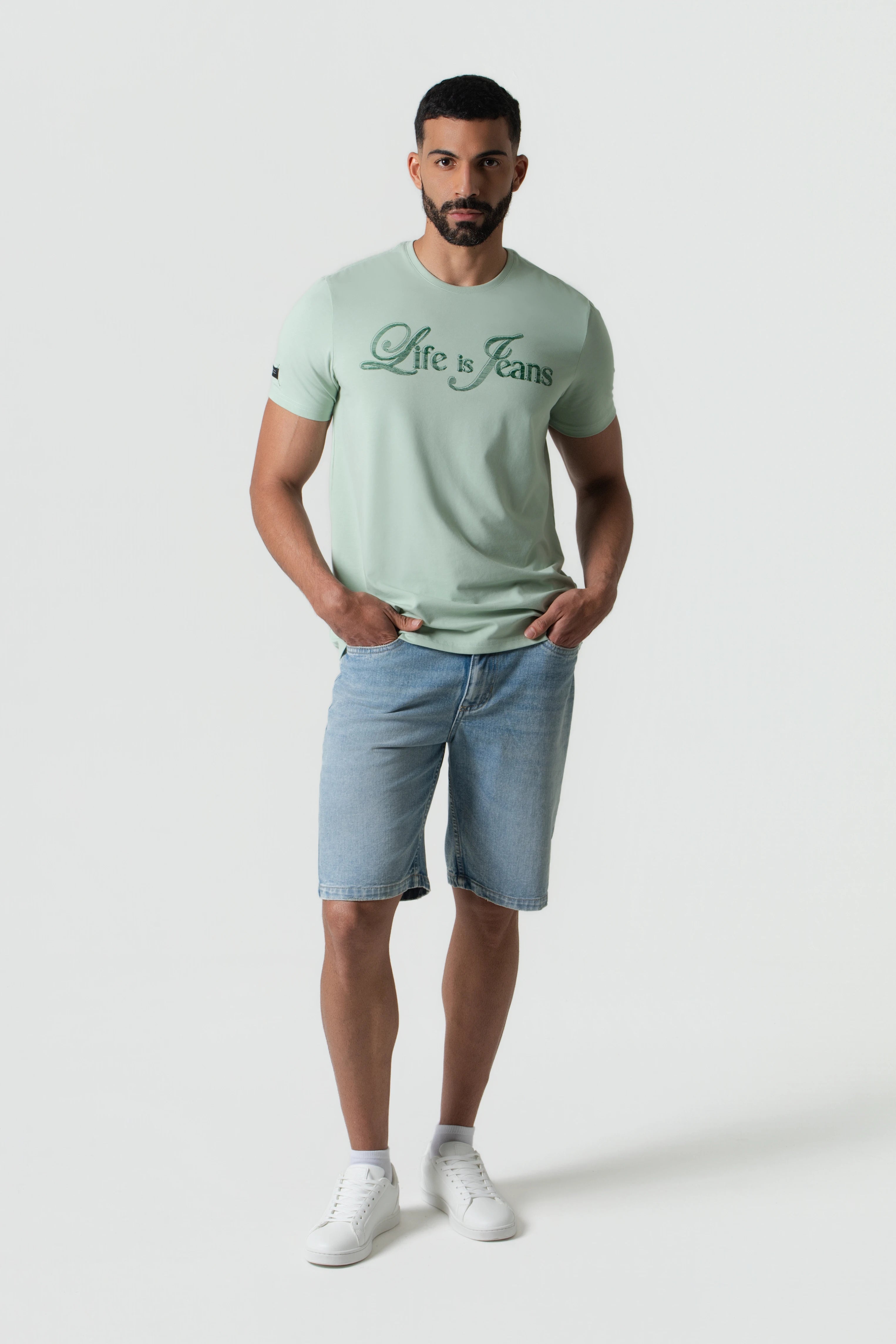 CAMISETA PREMIUM MANGA CORTA COLOR FROSTY GREEN