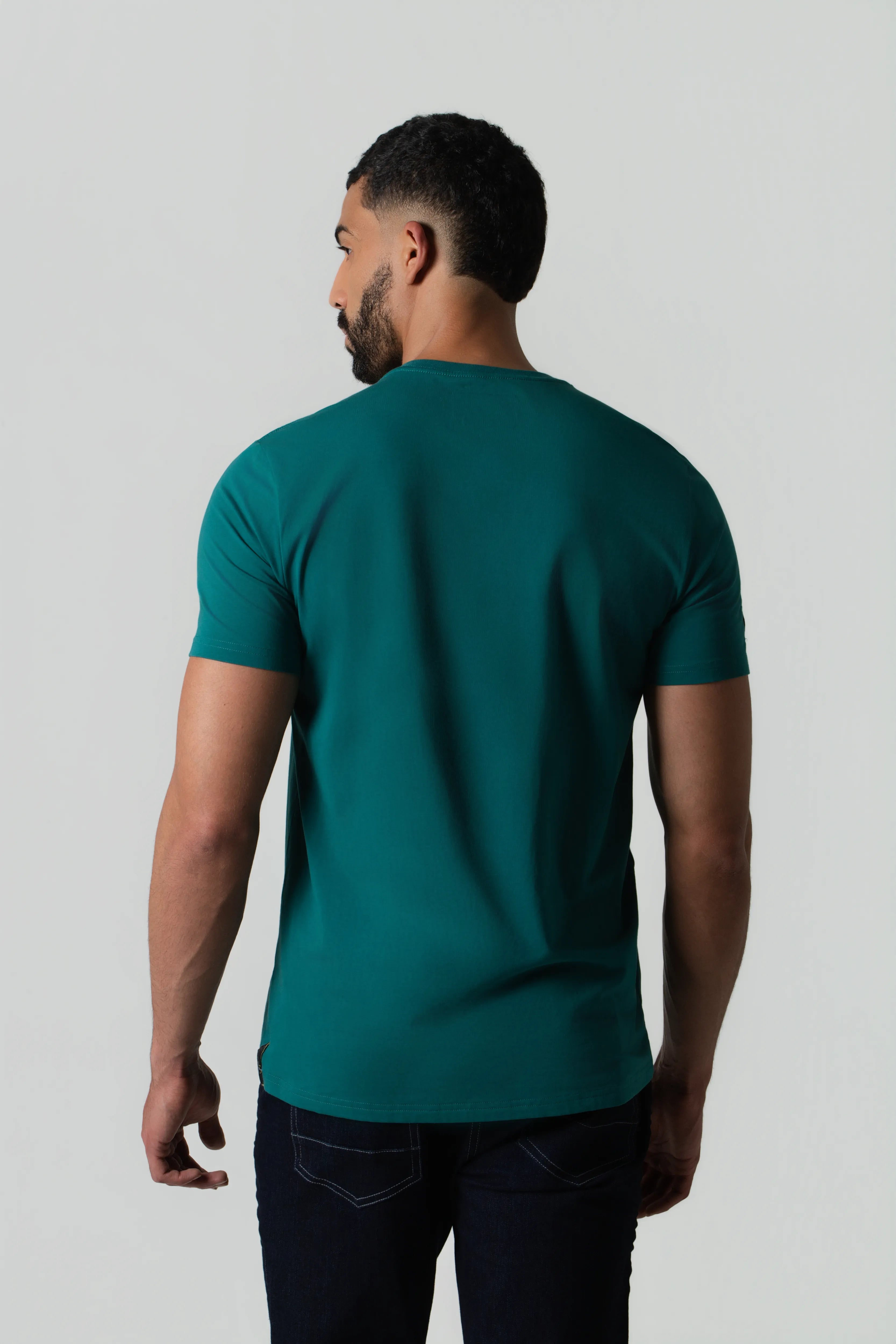 CAMISETA PREMIUM MANGA CORTA COLOR VERDE TORMENTA