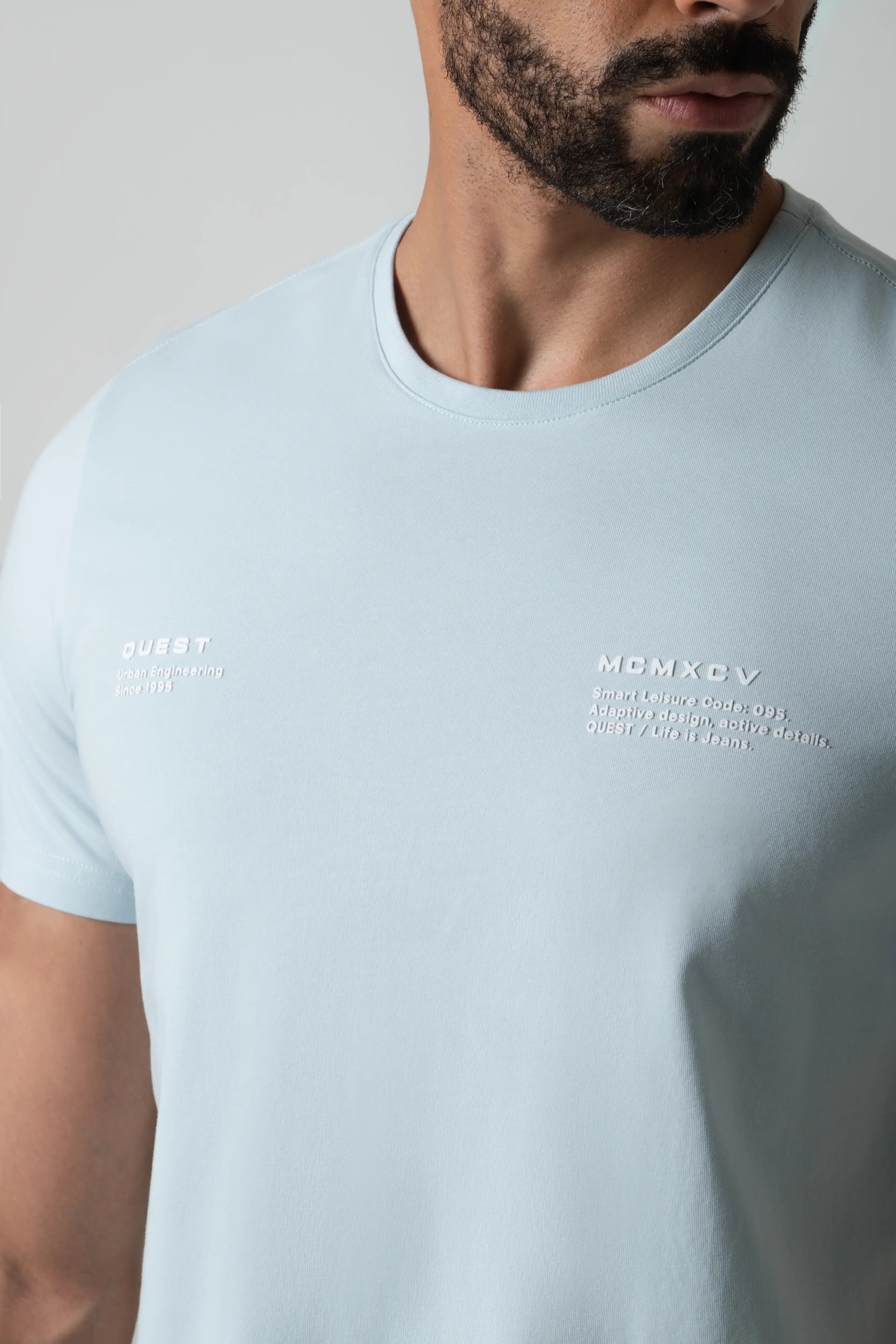 CAMISETA PREMIUM MANGA CORTA COLOR BABY BLUE