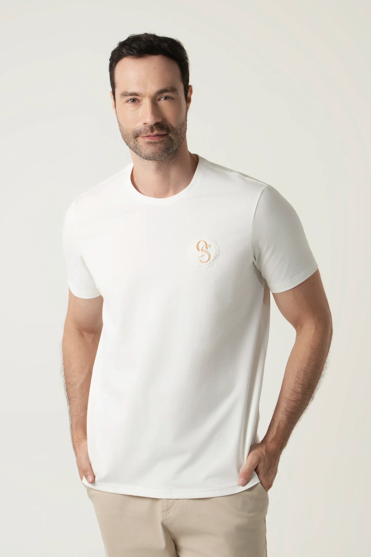 CAMISETA PREMIUM MANGA CORTA COLOR IVORY