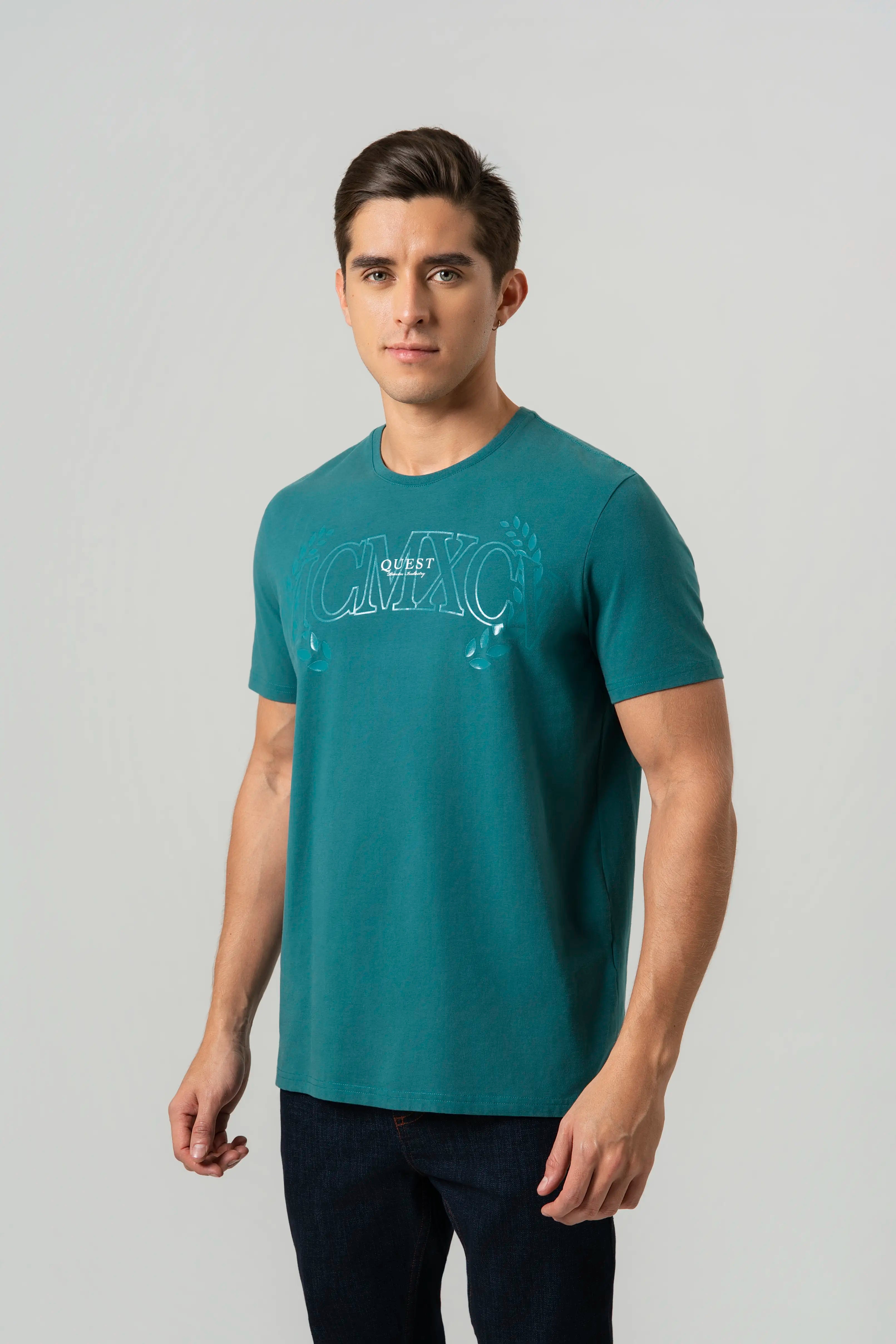 CAMISETA PREMIUM MANGA CORTA COLOR VERDE TORMENTA