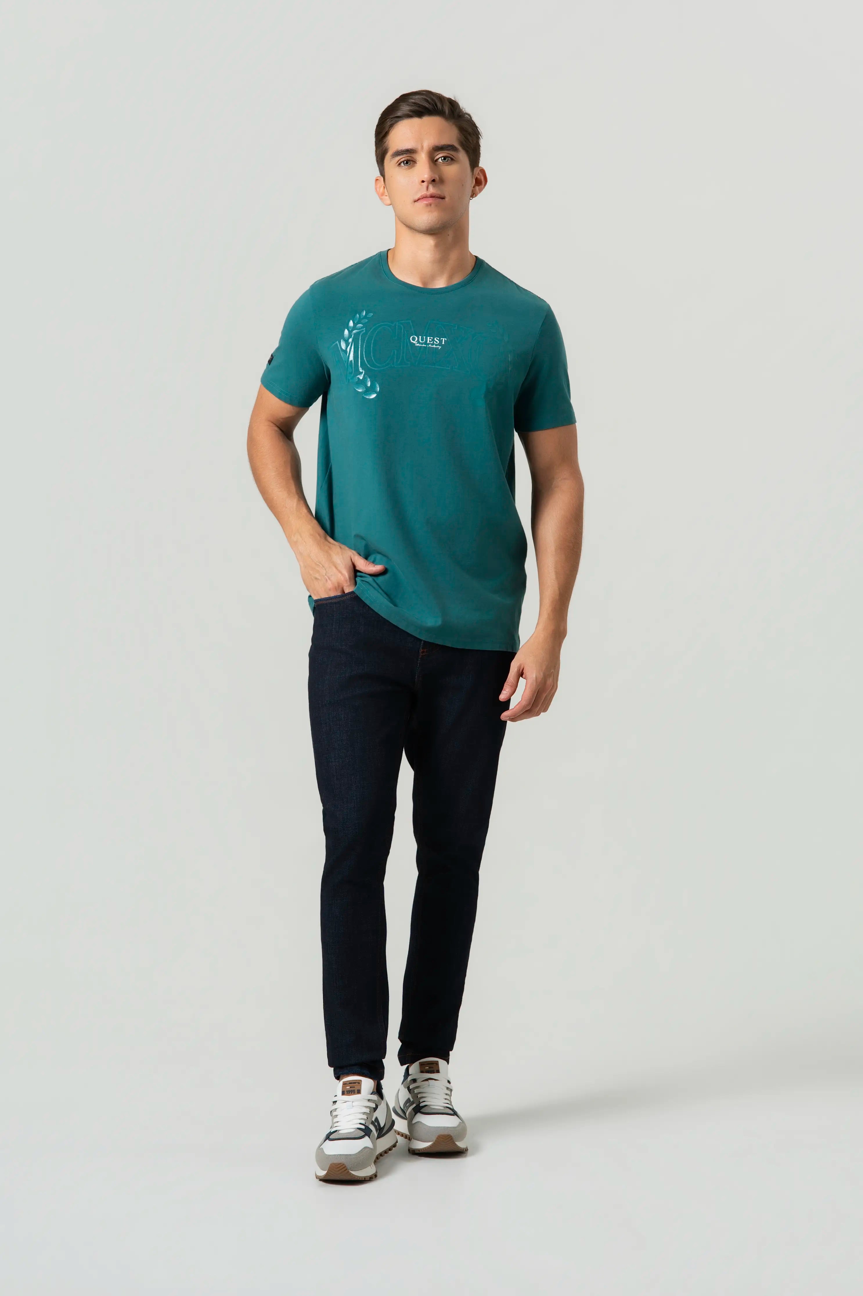 CAMISETA PREMIUM MANGA CORTA COLOR VERDE TORMENTA