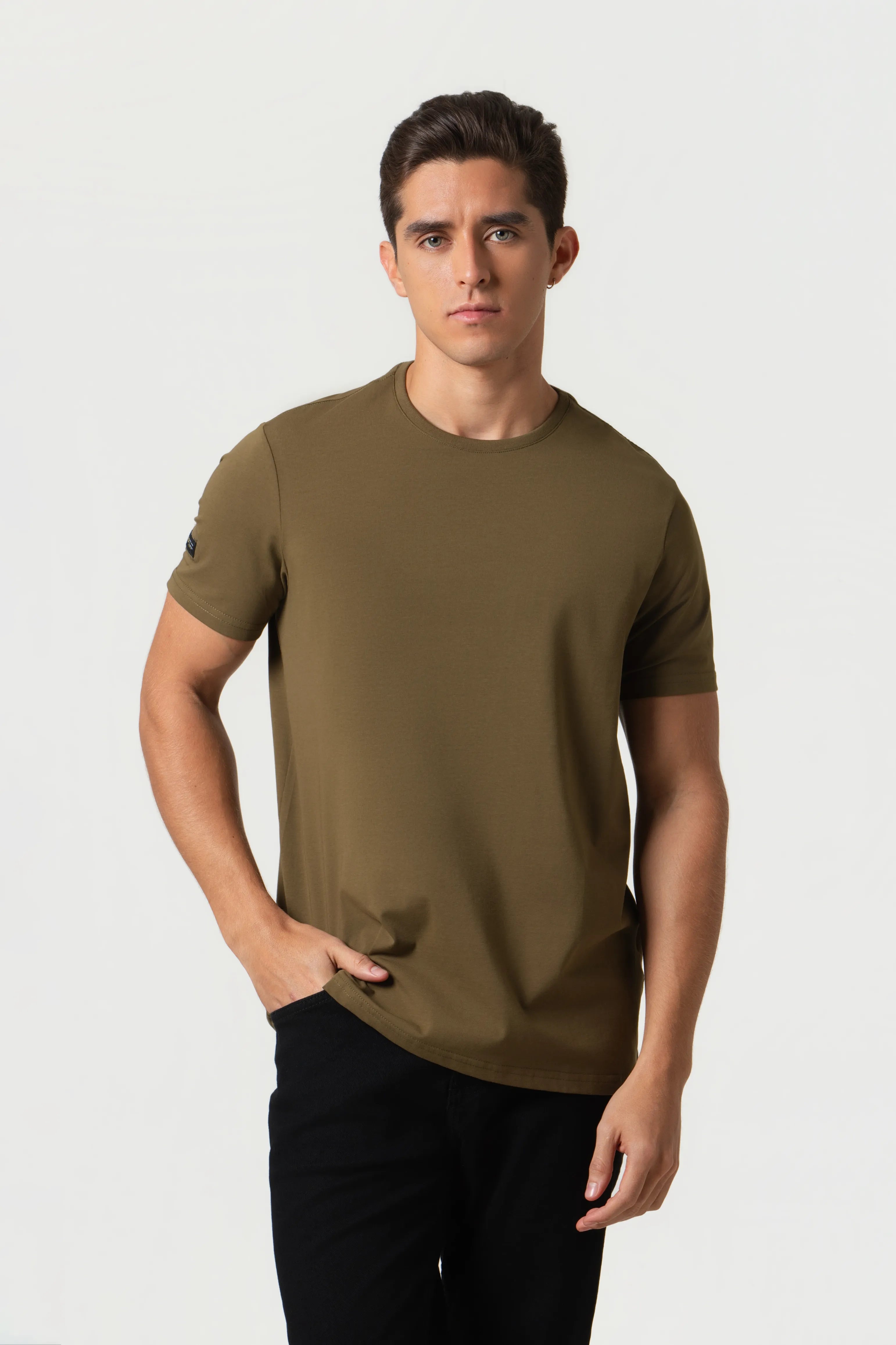 CAMISETA PREMIUM MANGA CORTA COLOR DARK OLIVA