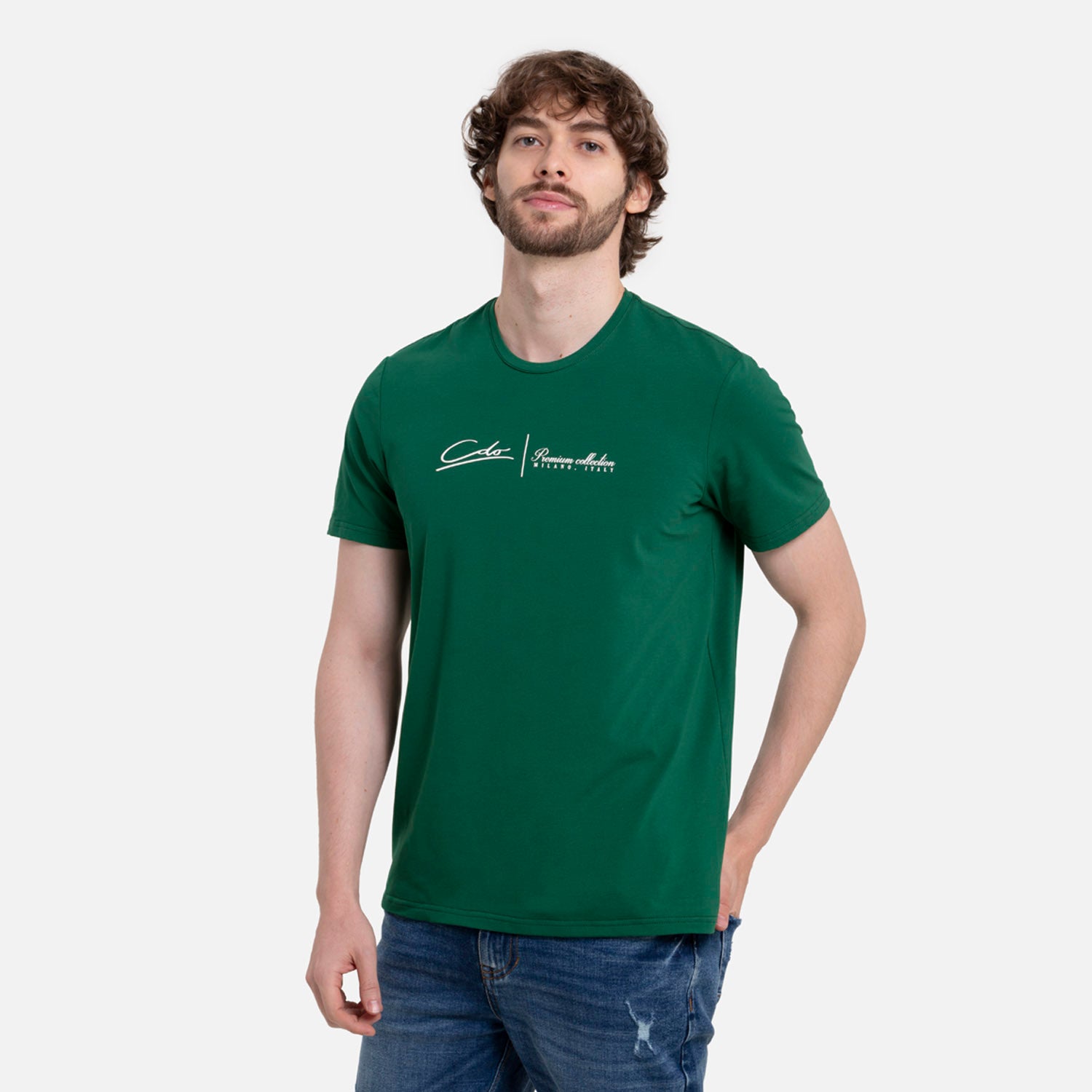 CAMISETA PREMIUM MANGA CORTA COLOR VERDE PRADERA