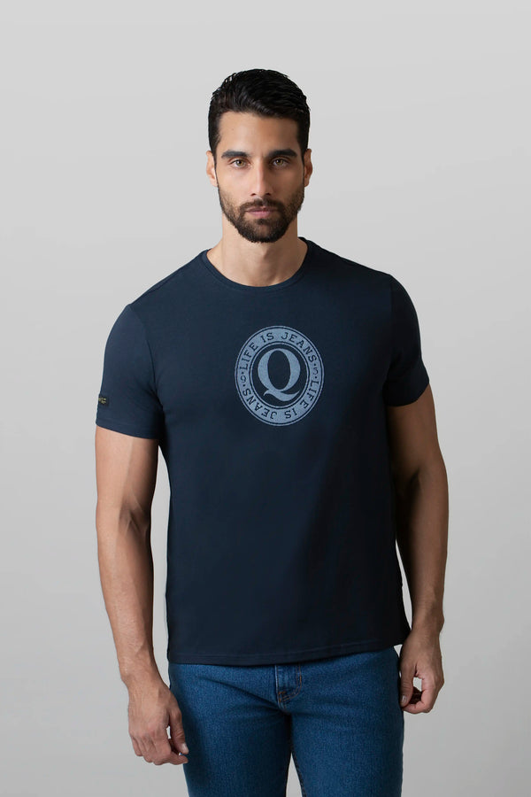 CAMISETA PREMIUM MANGA CORTA COLOR AZUL OSCURO