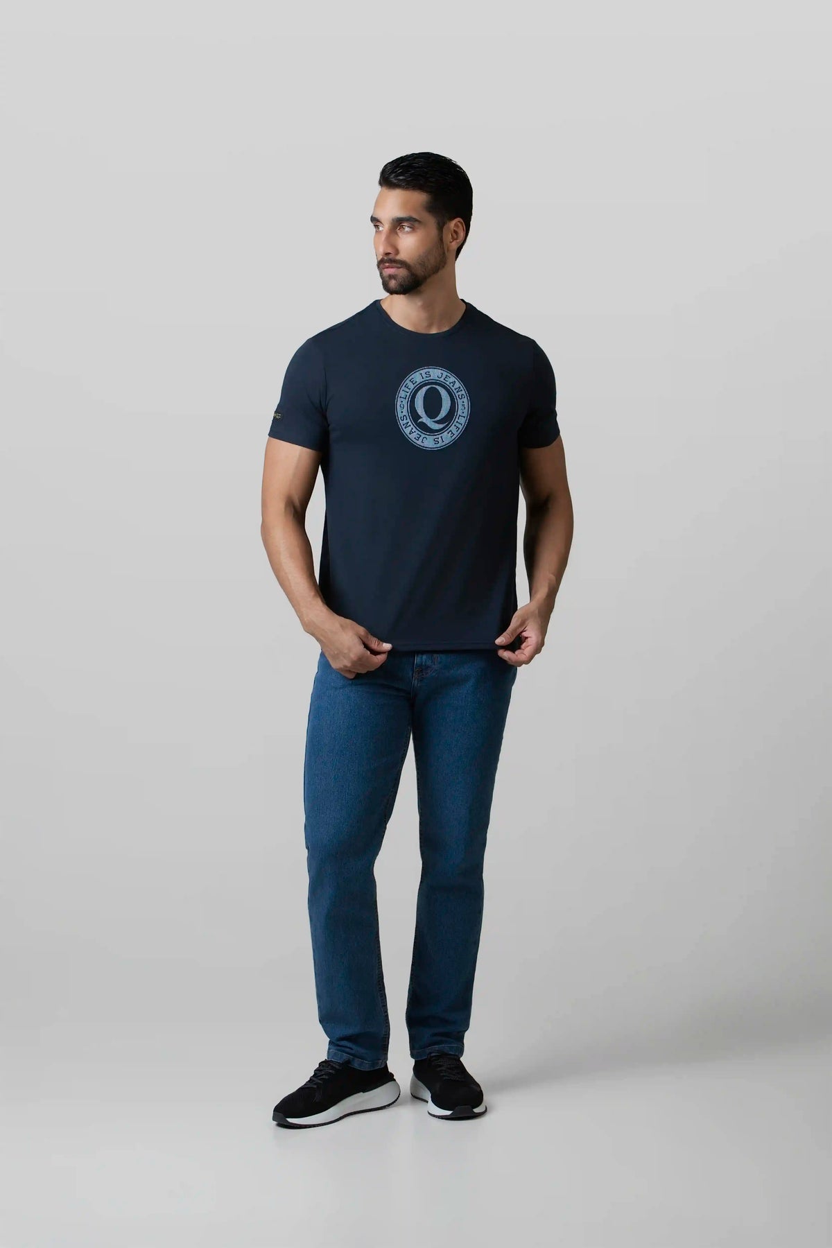 CAMISETA PREMIUM MANGA CORTA COLOR AZUL OSCURO