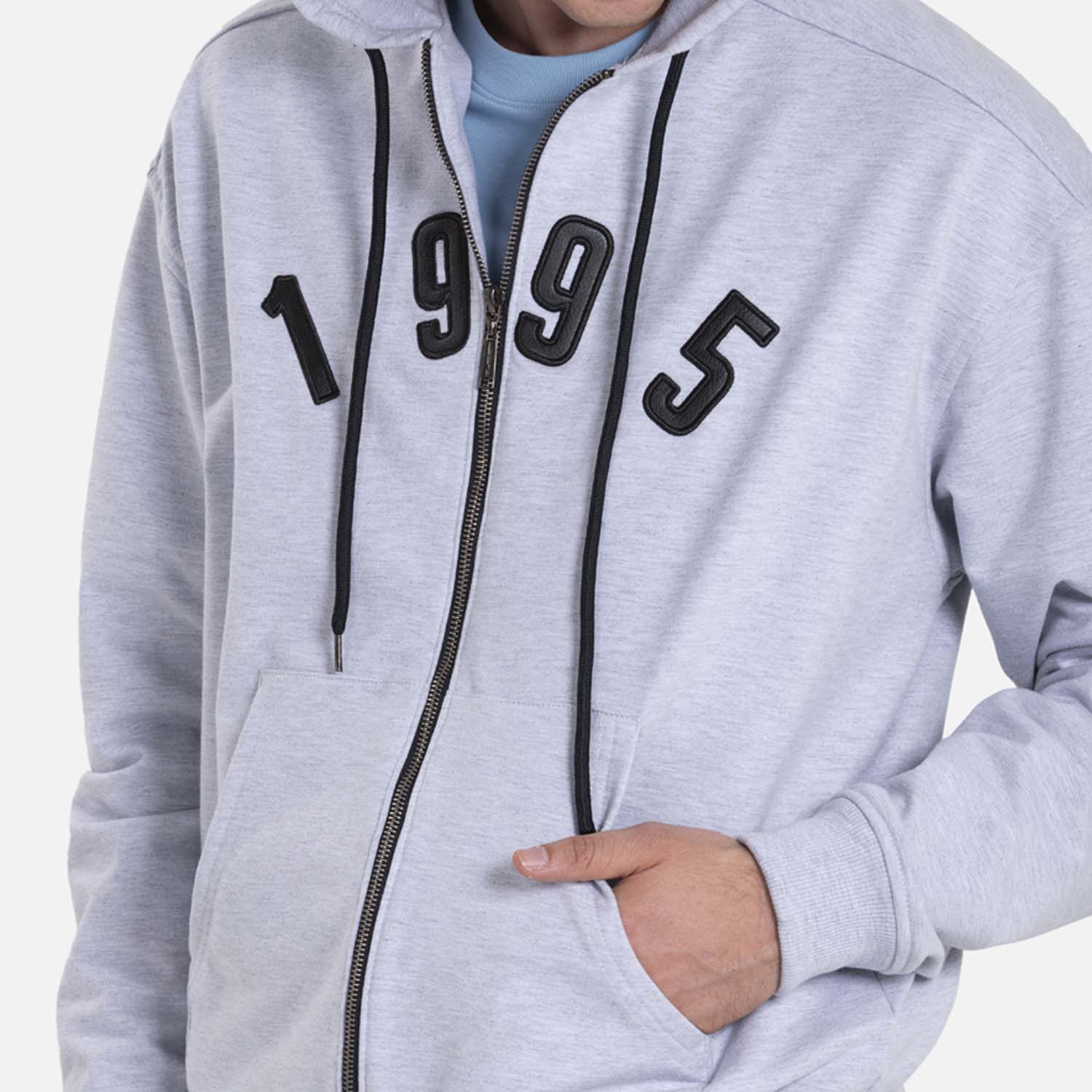 BUZO ABIERTO COLOR GRIS JASPE CLARO