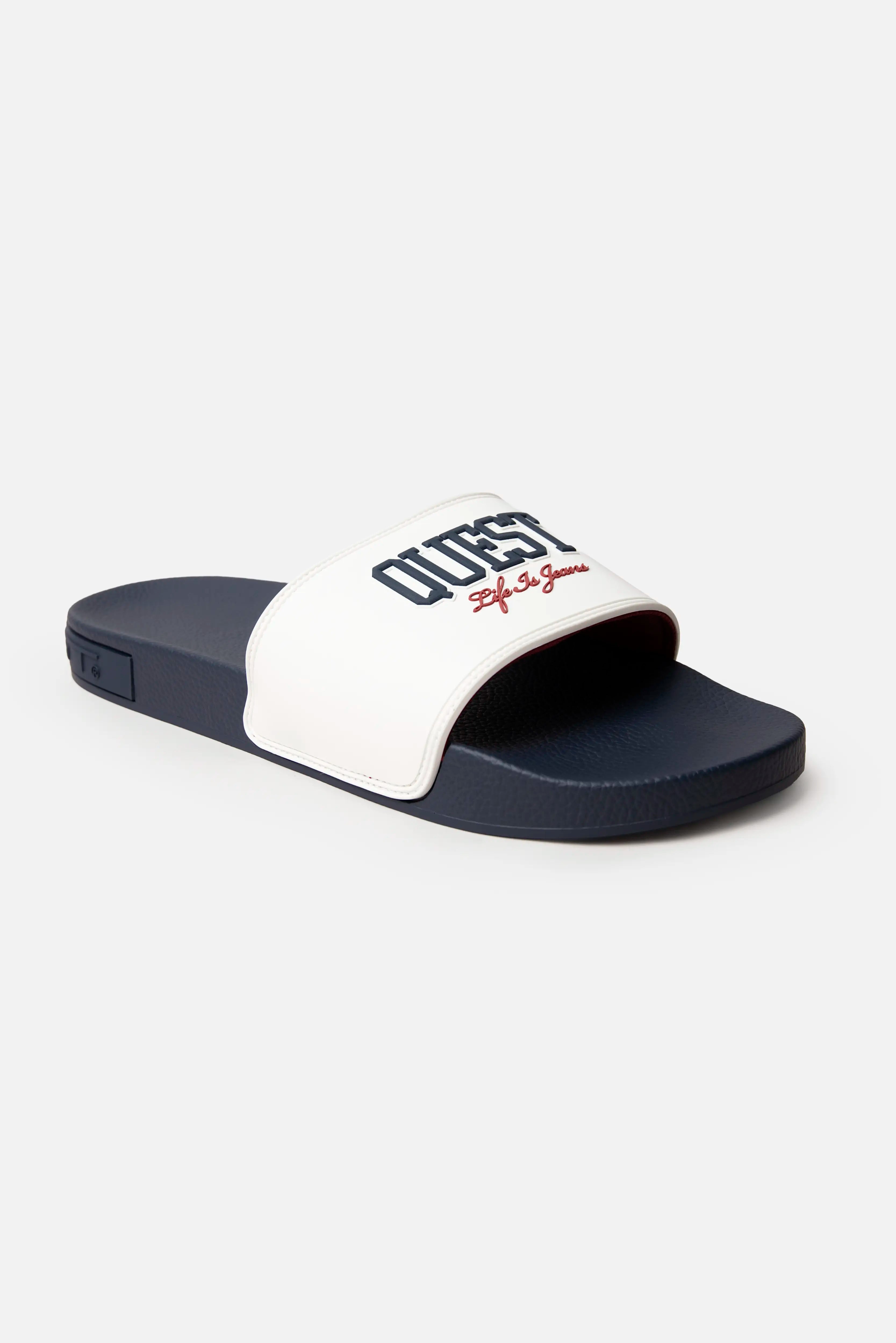 SANDALIAS TIPO PALA COLOR IVORY-AZUL OSCURO