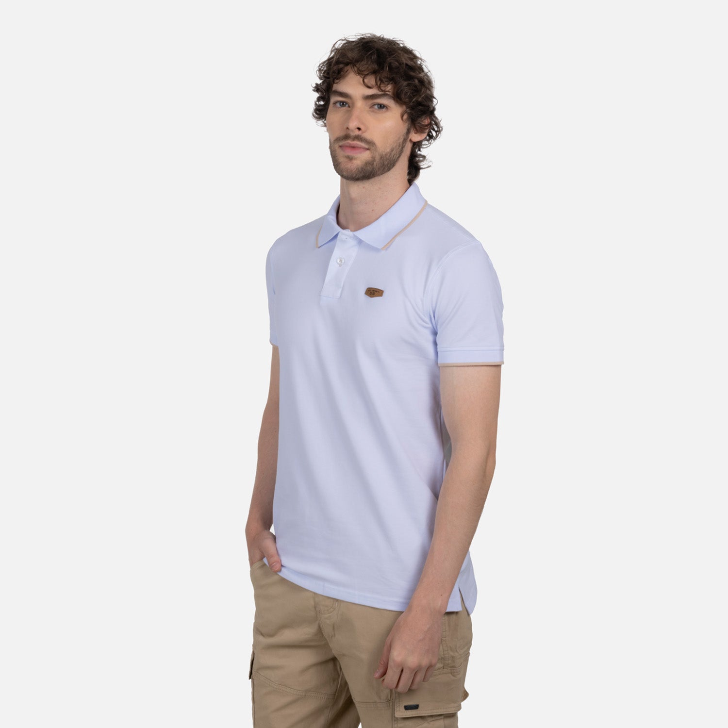 POLO TIPPING COLOR BLANCO BEIGE MEDIO
