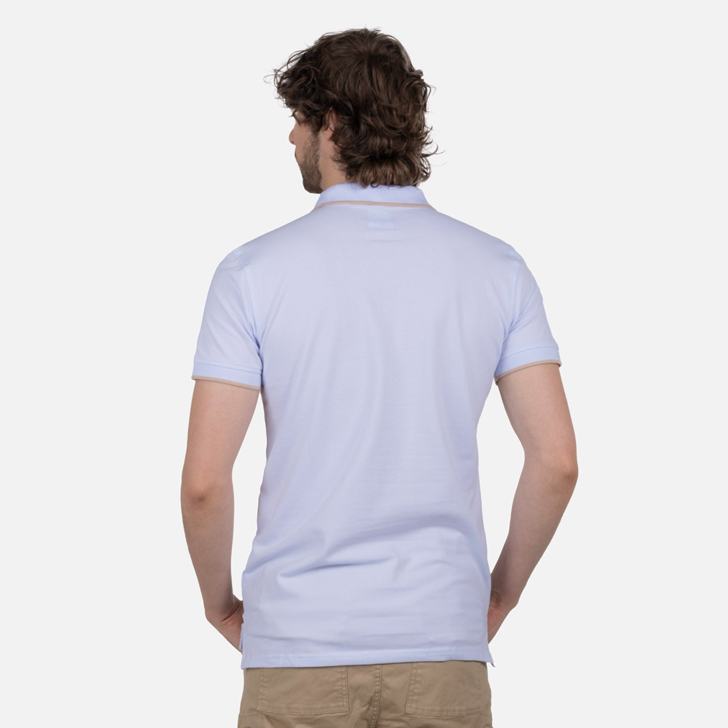 POLO TIPPING COLOR BLANCO BEIGE MEDIO