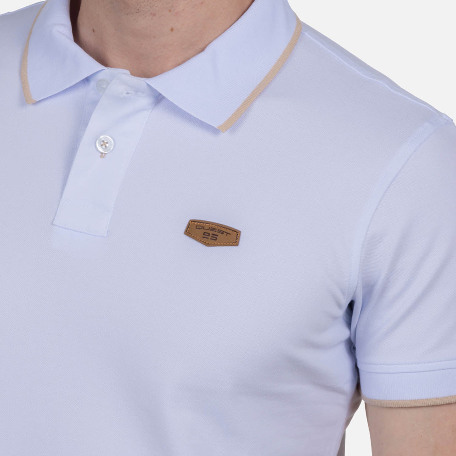POLO TIPPING COLOR BLANCO BEIGE MEDIO