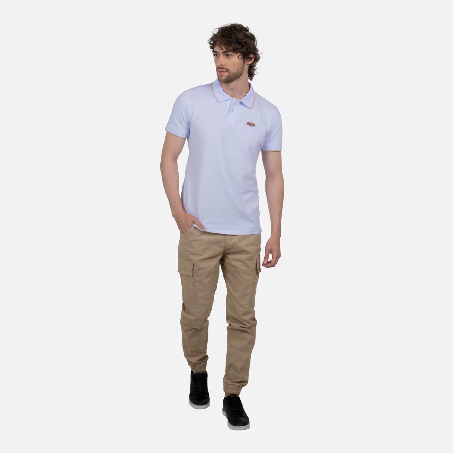 POLO TIPPING COLOR BLANCO BEIGE MEDIO