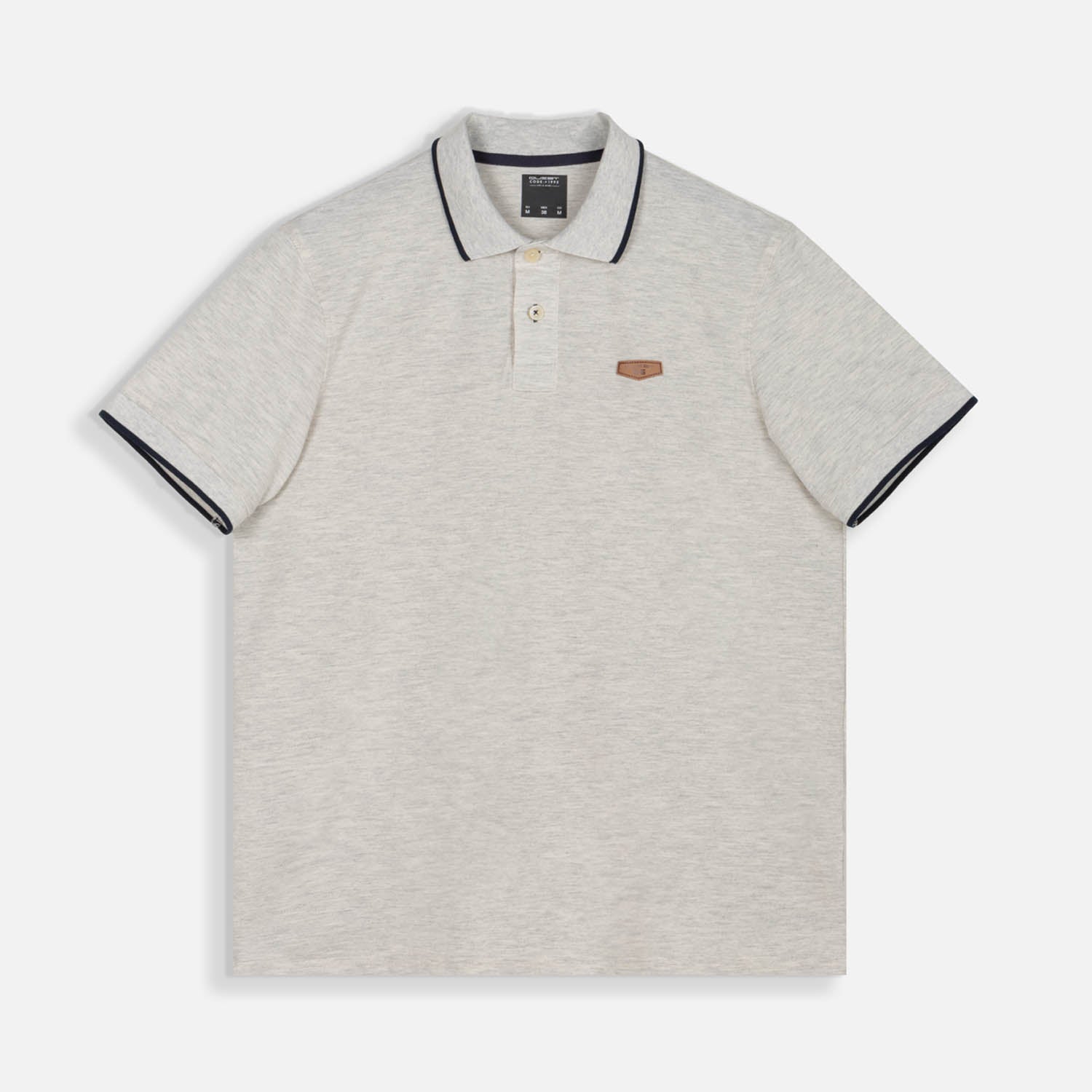 POLO TIPPING COLOR IVORY JASPE-AZUL OSCURO