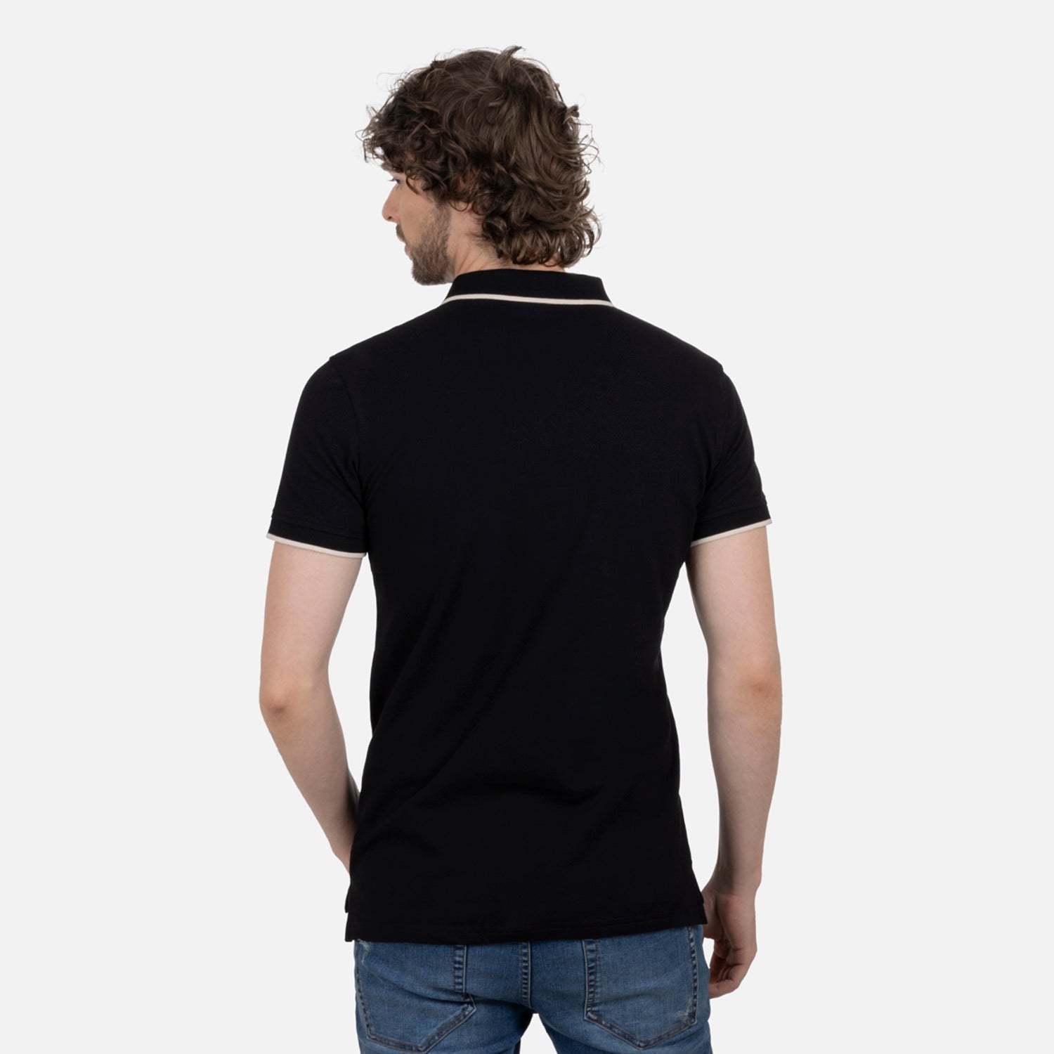 POLO TIPPING COLOR NEGRO-IVORY MARFIL