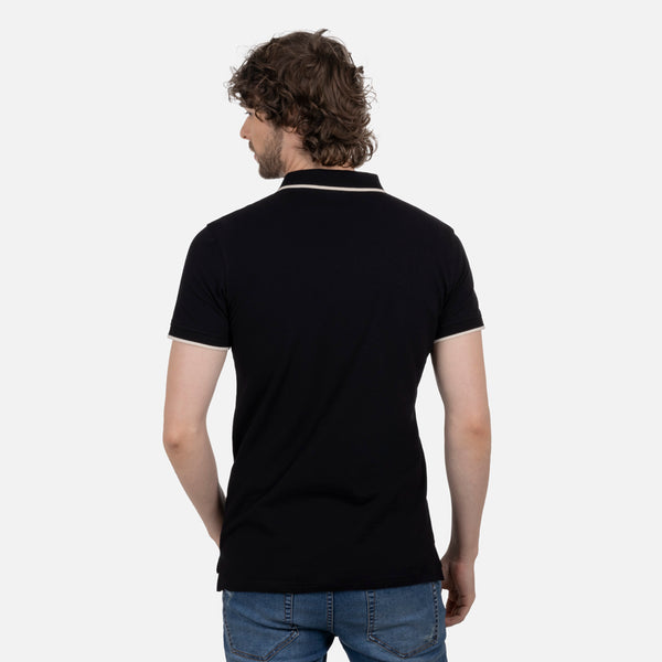 POLO TIPPING COLOR NEGRO-IVORY MARFIL