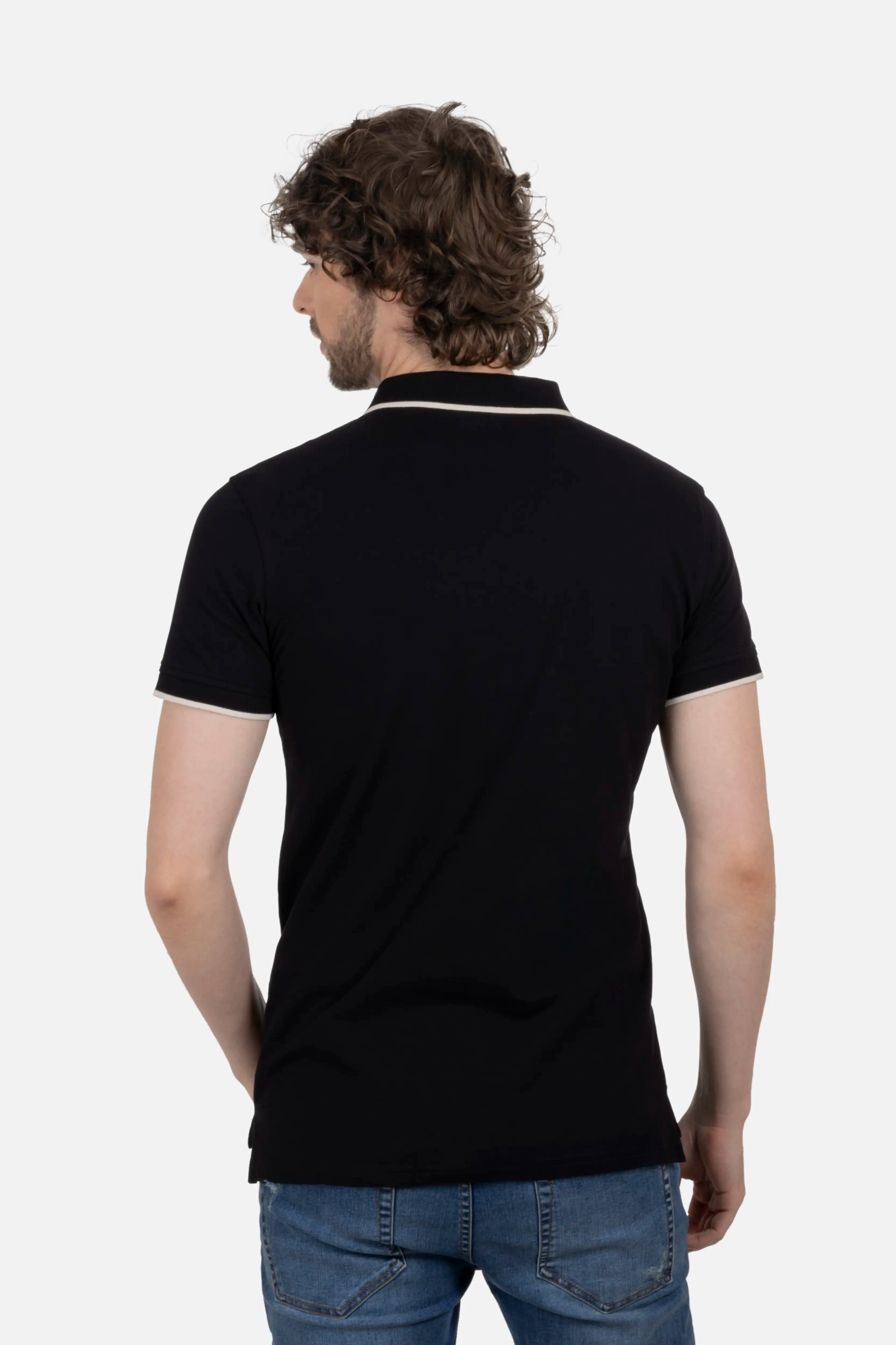 POLO TIPPING COLOR NEGRO-IVORY MARFIL