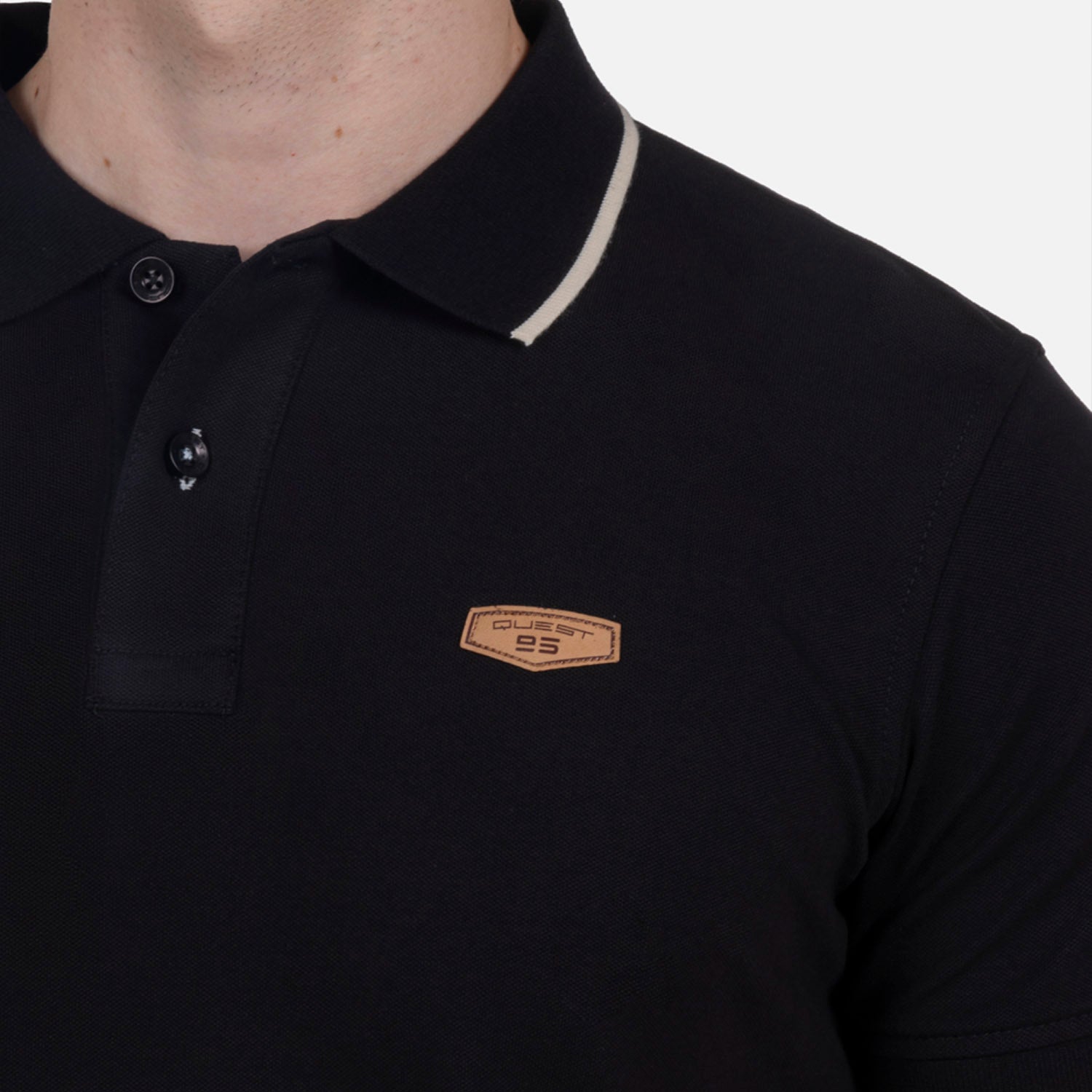 POLO TIPPING COLOR NEGRO-IVORY MARFIL