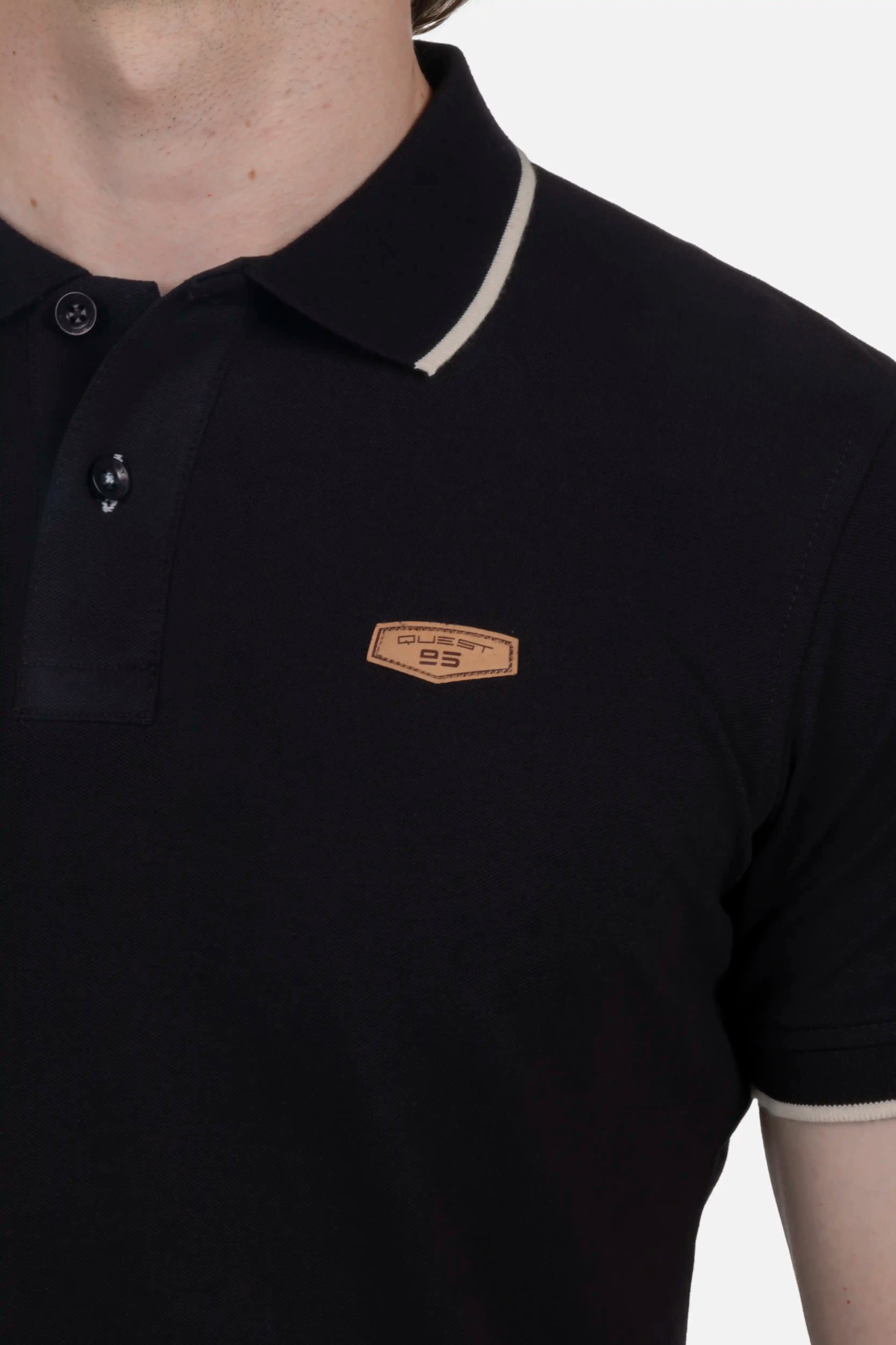 POLO TIPPING COLOR NEGRO-IVORY MARFIL