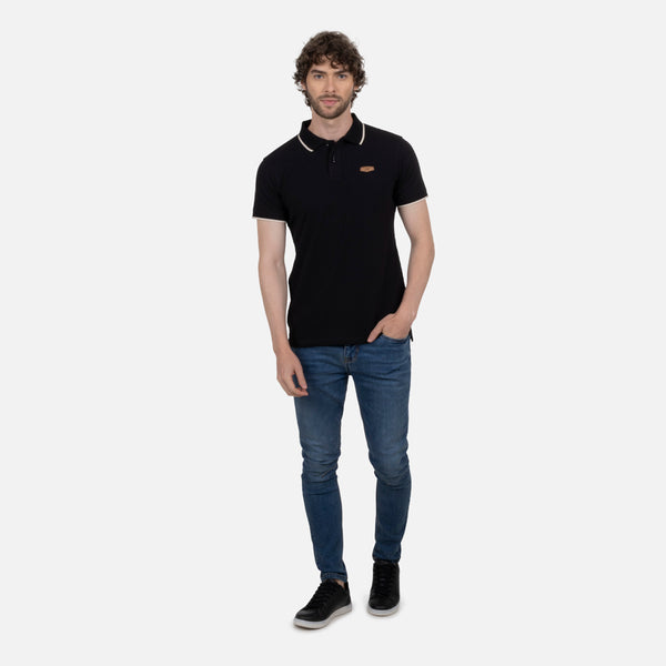 POLO TIPPING COLOR NEGRO-IVORY MARFIL