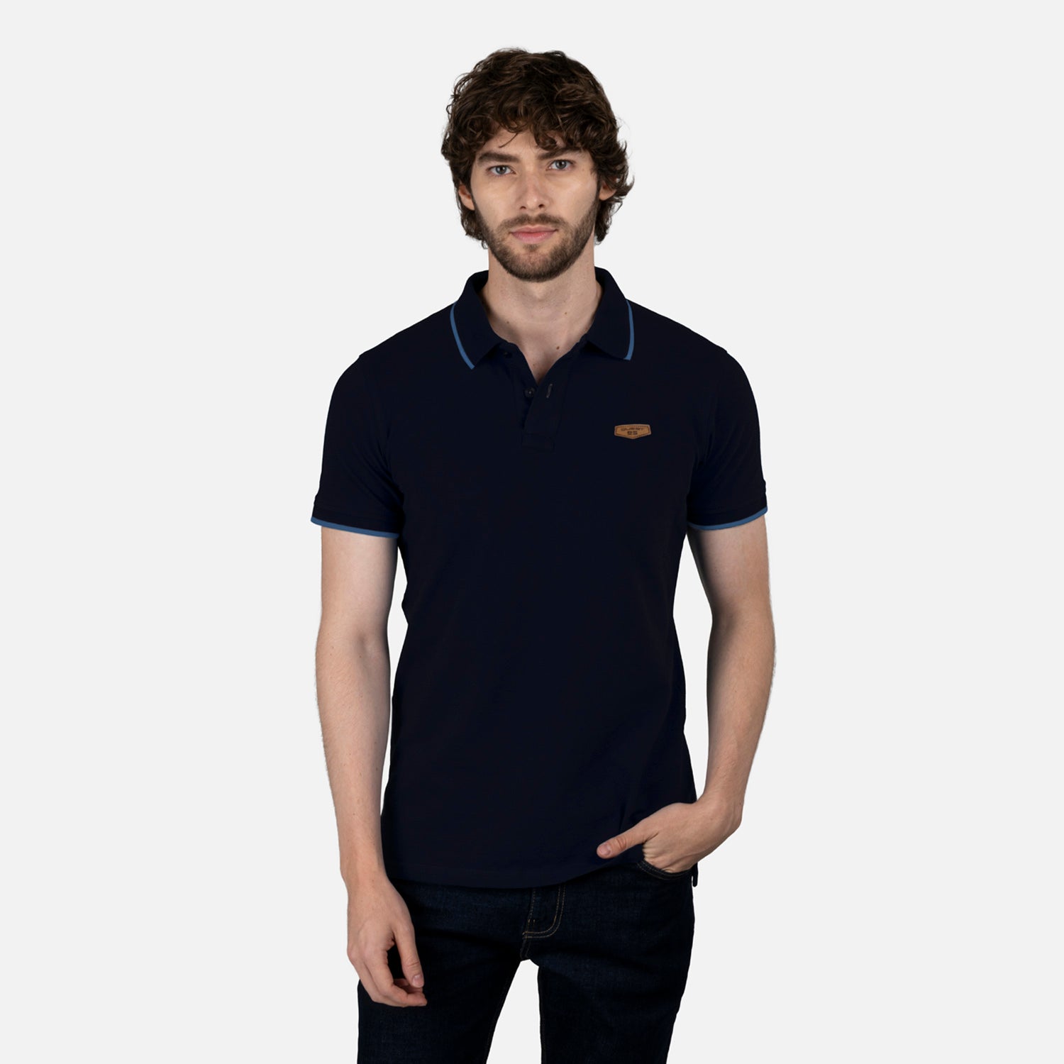 POLO TIPPING COLOR AZUL OSCURO-AZUL MEDITERRANEO