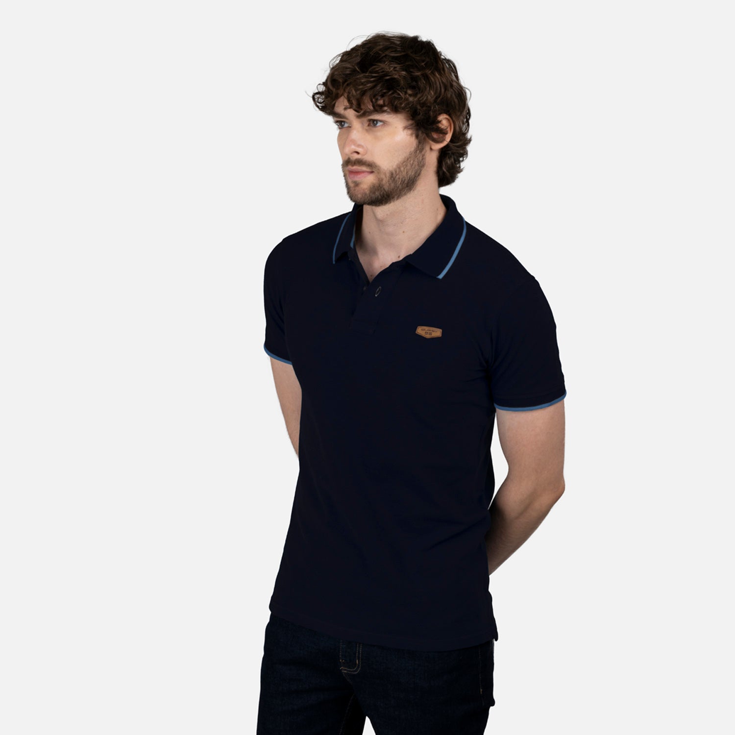POLO TIPPING COLOR AZUL OSCURO-AZUL MEDITERRANEO
