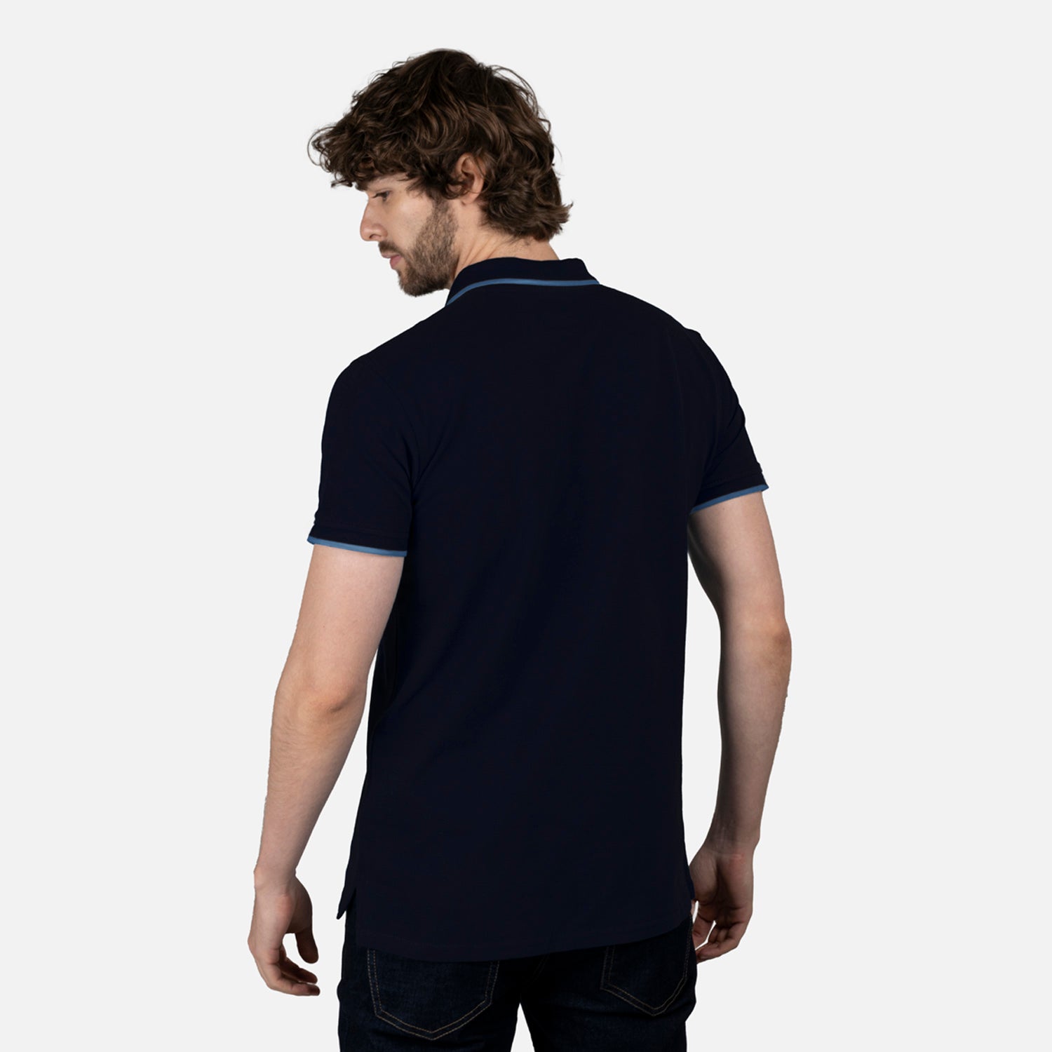POLO TIPPING COLOR AZUL OSCURO-AZUL MEDITERRANEO