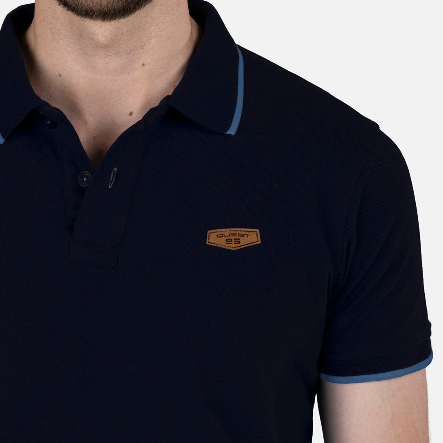 POLO TIPPING COLOR AZUL OSCURO-AZUL MEDITERRANEO