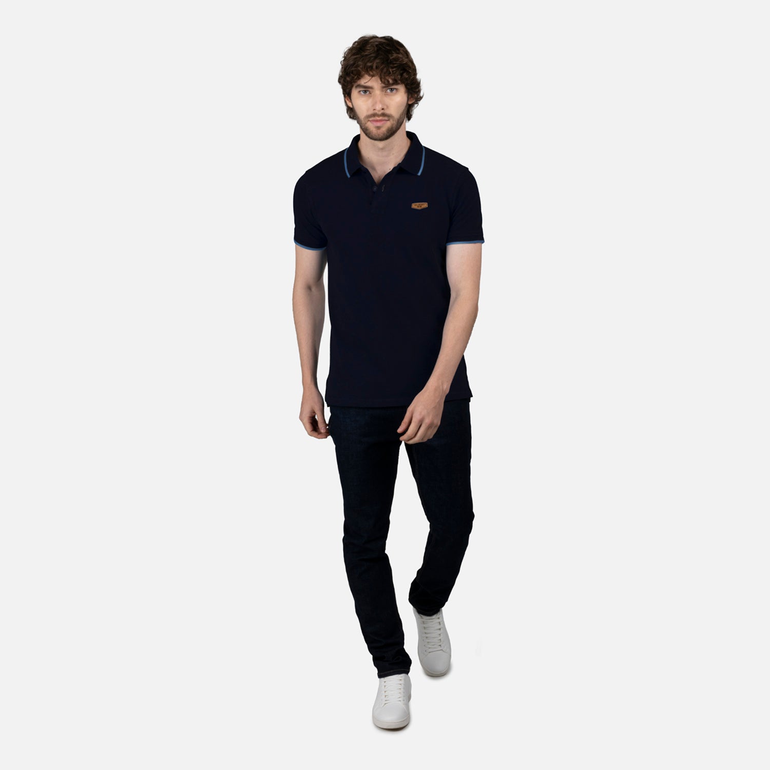POLO TIPPING COLOR AZUL OSCURO-AZUL MEDITERRANEO