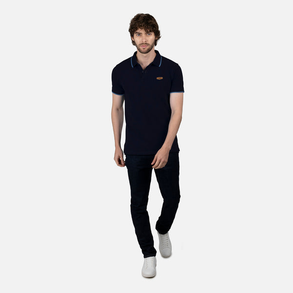 POLO TIPPING COLOR AZUL OSCURO-AZUL MEDITERRANEO
