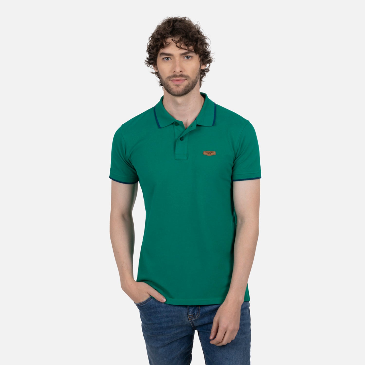 POLO TIPPING COLOR VERDE ULTRAMARINO-SAILOR BLUE
