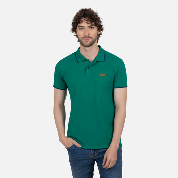 POLO TIPPING COLOR VERDE ULTRAMARINO-SAILOR BLUE