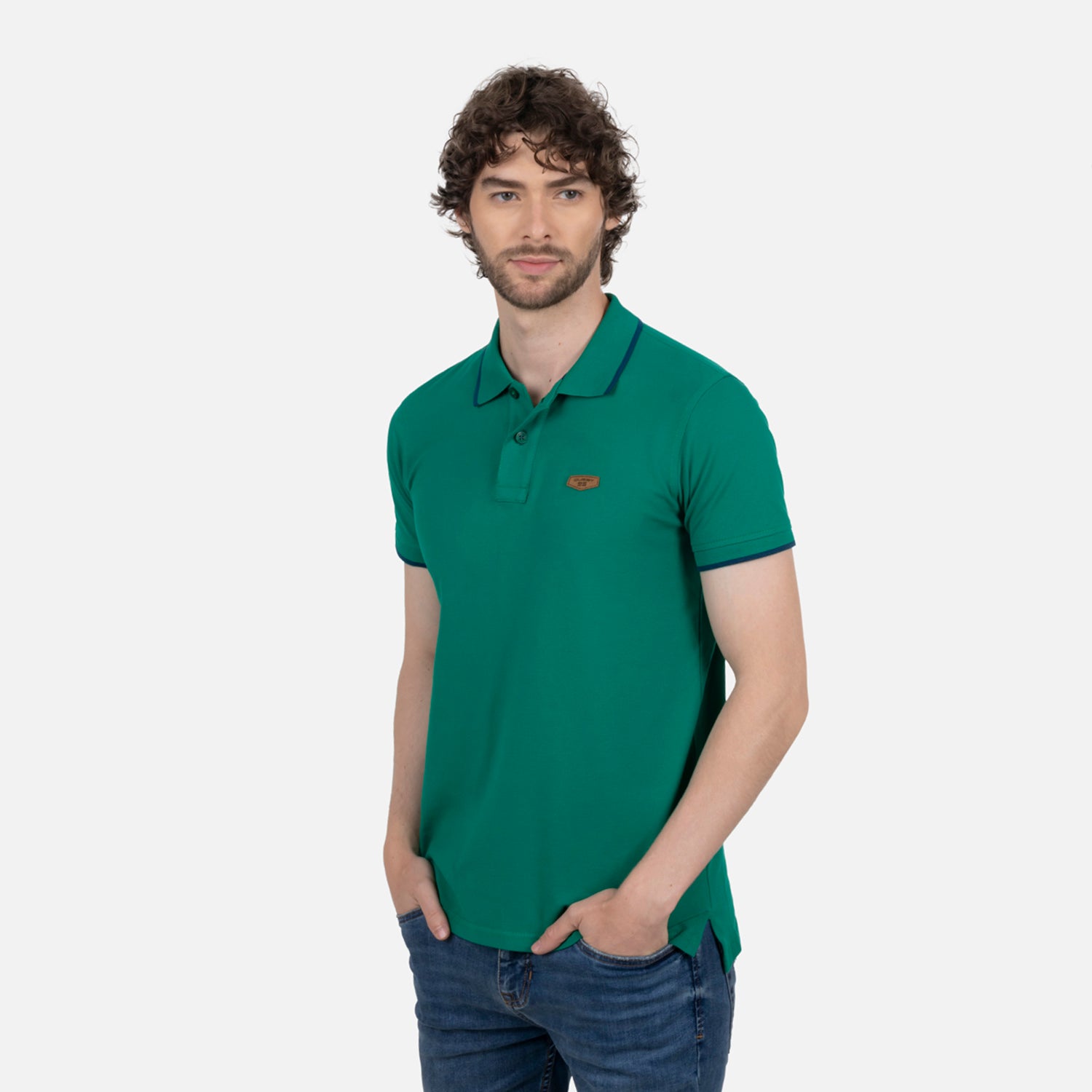 POLO TIPPING COLOR VERDE ULTRAMARINO-SAILOR BLUE