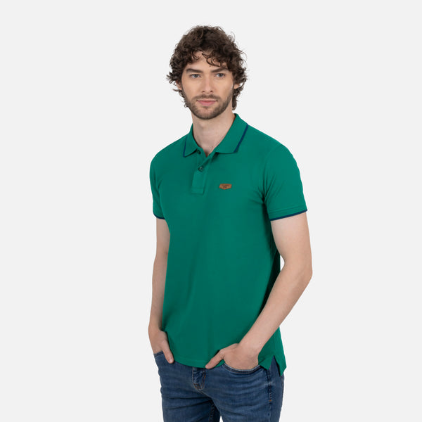 POLO TIPPING COLOR VERDE ULTRAMARINO-SAILOR BLUE