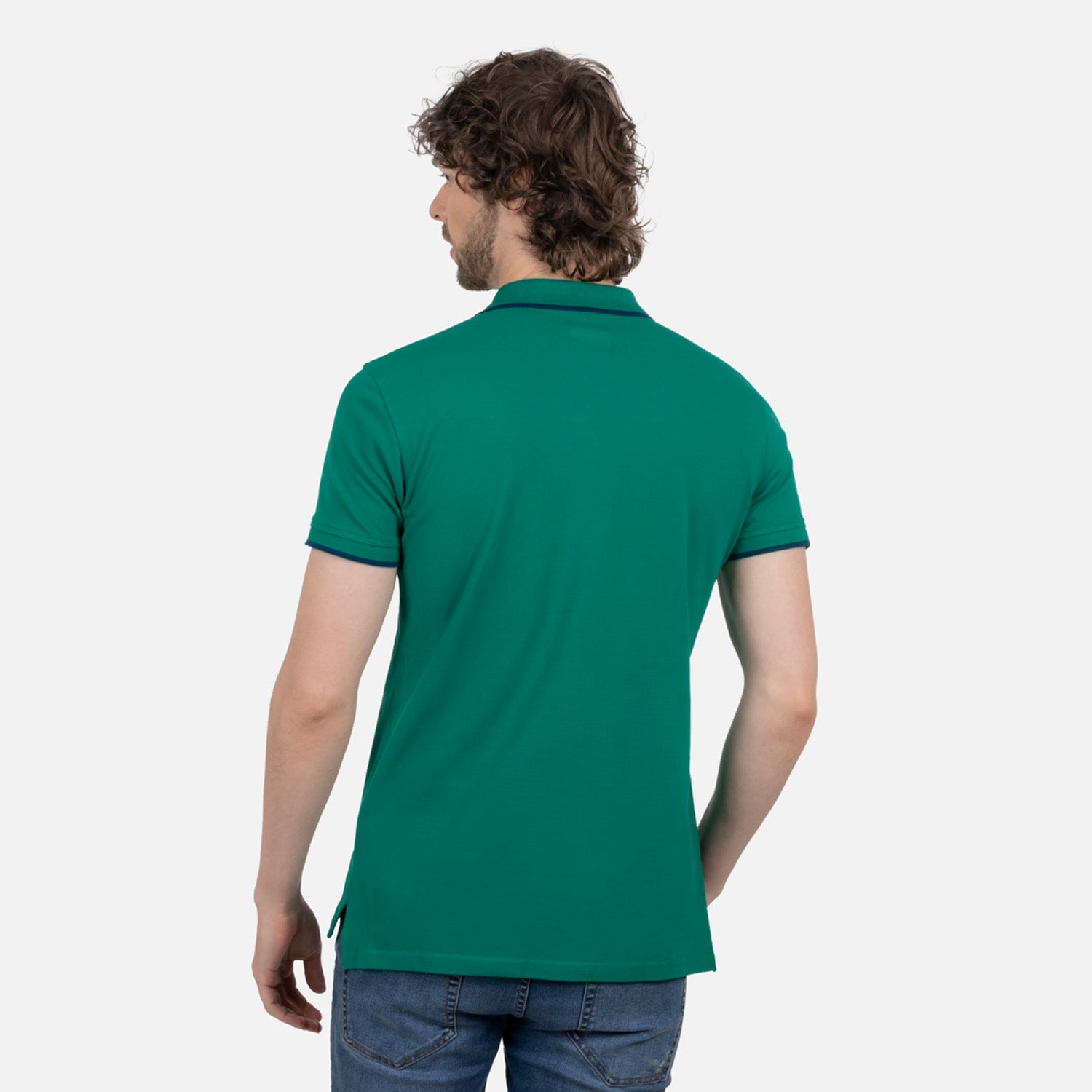 POLO TIPPING COLOR VERDE ULTRAMARINO-SAILOR BLUE