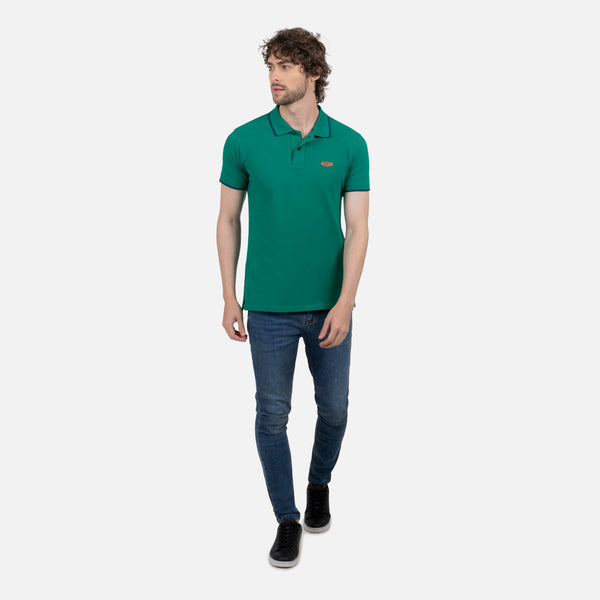 POLO TIPPING COLOR VERDE ULTRAMARINO-SAILOR BLUE
